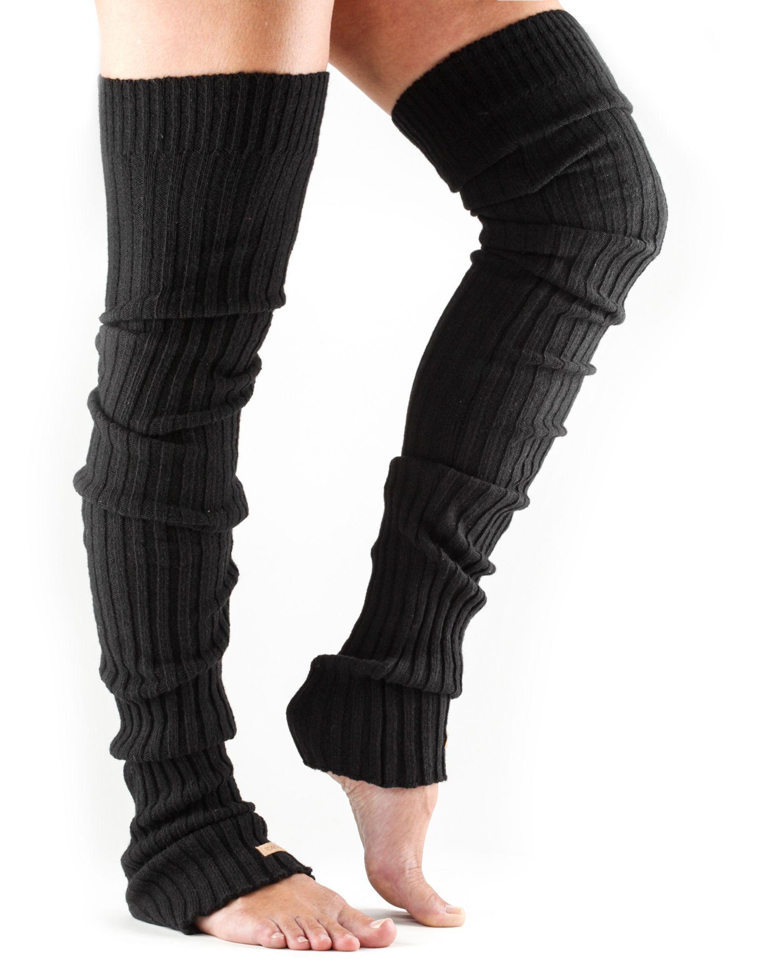 Leg Warmers Thigh High Black One Size-0