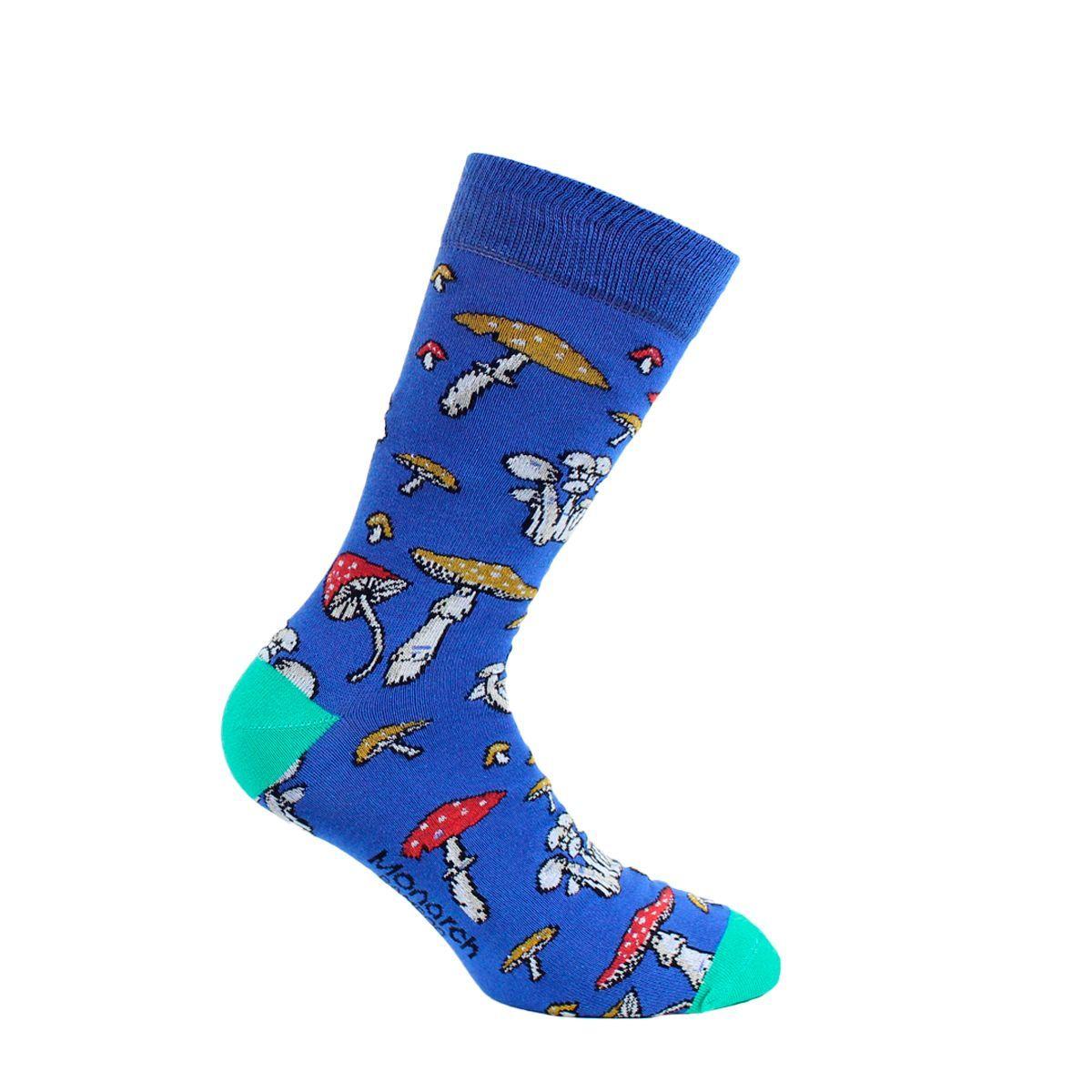 Calcetin Hongos Largo Americano Azul-0