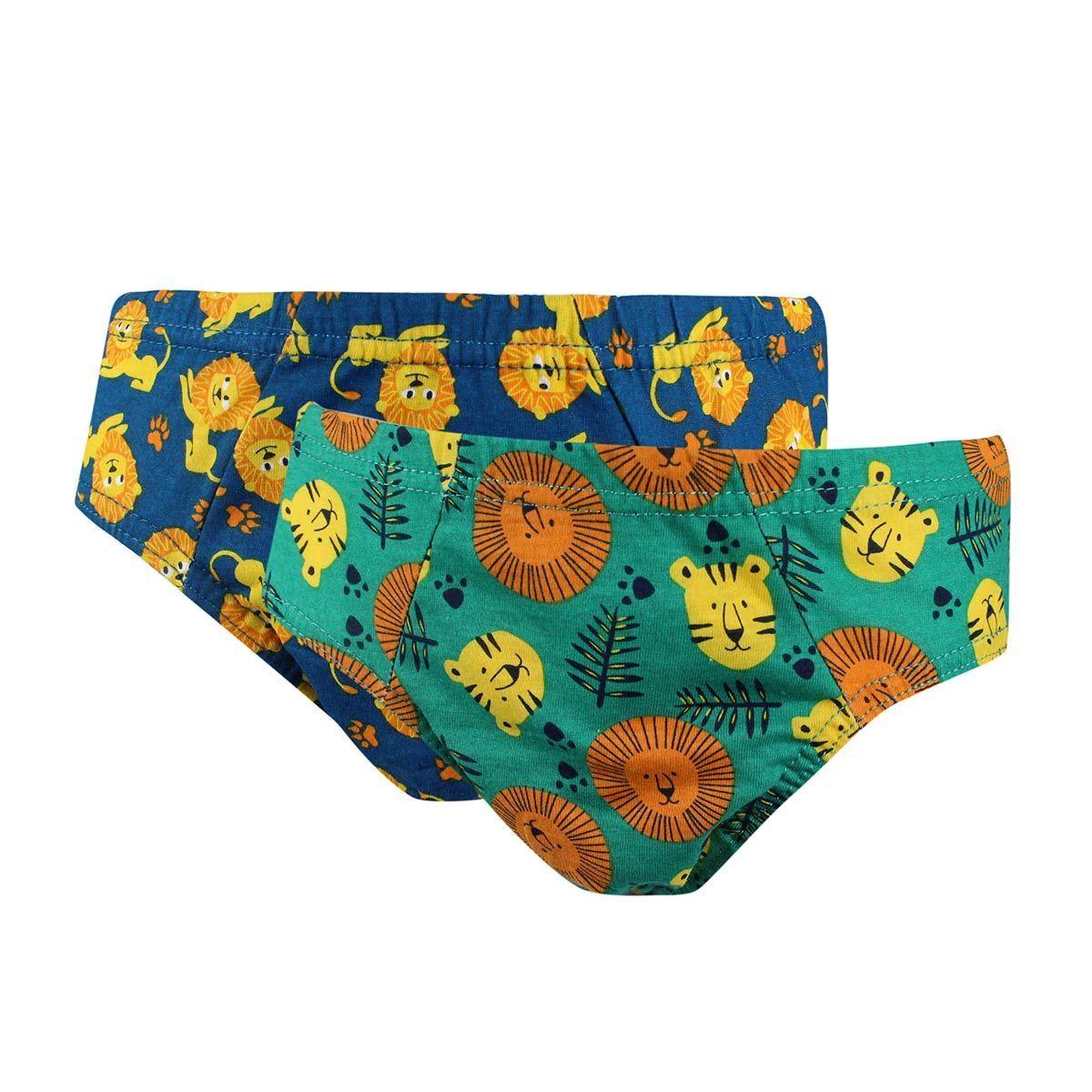 2 Unidades Slip Infantil Full Print 100% Algodón Verde-0