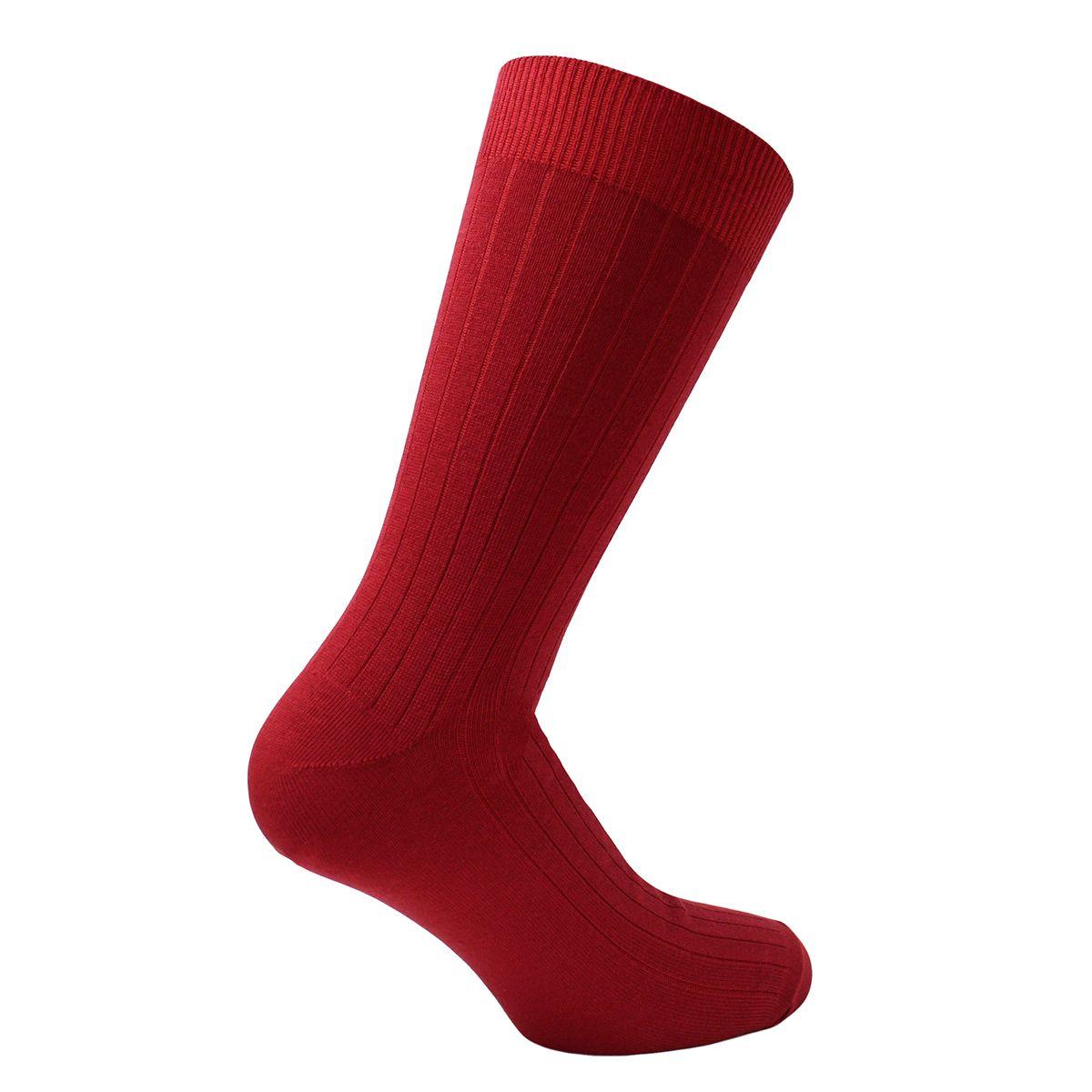 Calcetin Bamboo Acanalado Largo Americano Rojo-0