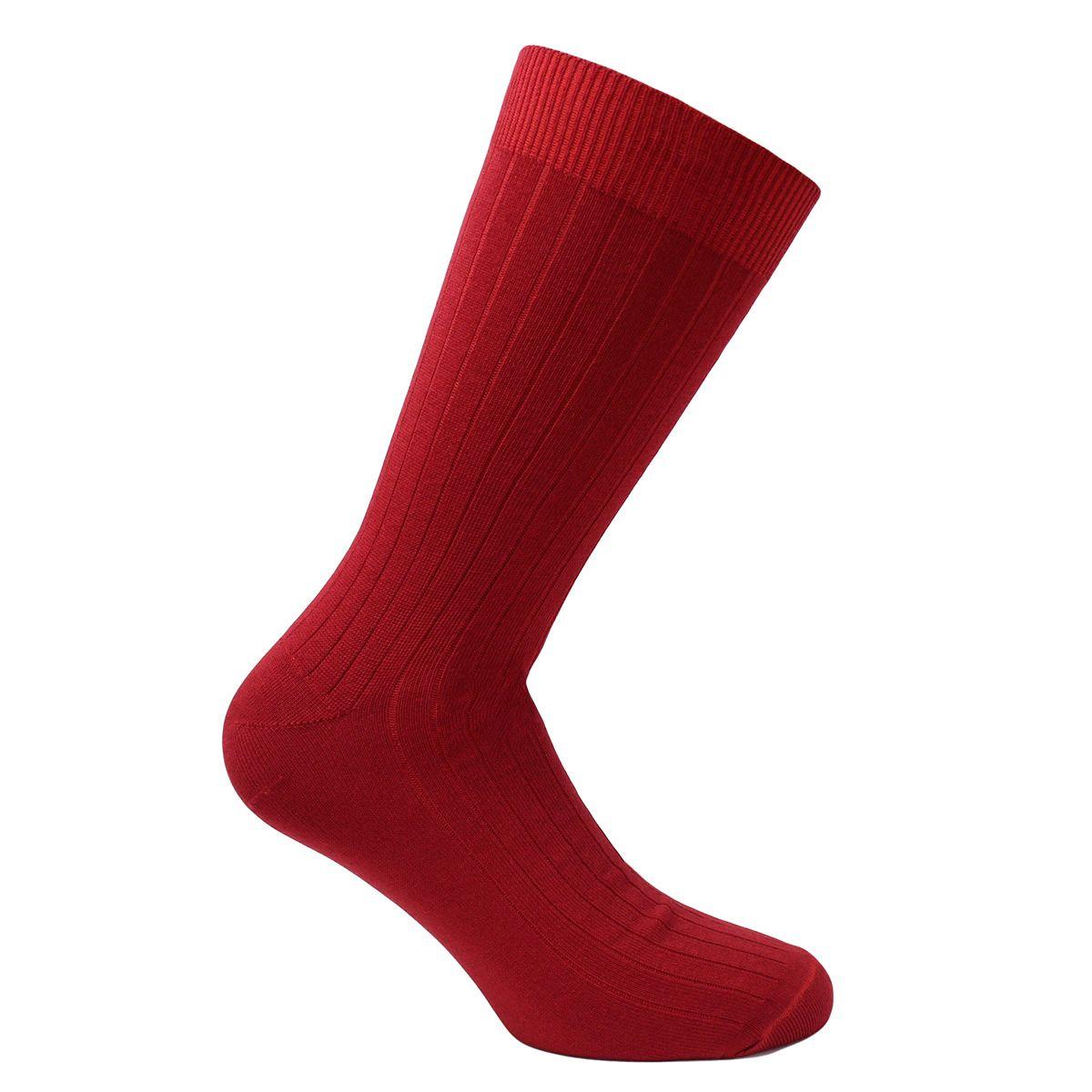 Calcetin Bamboo Acanalado Largo Americano Rojo-1