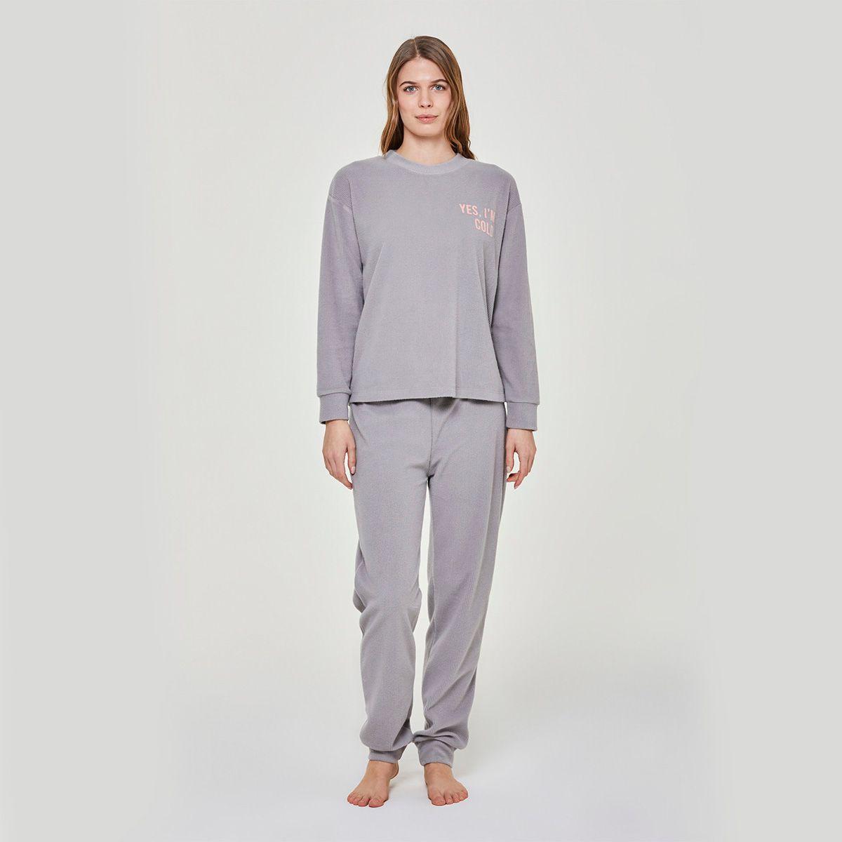 Pijama Micropolar Garofano Gris Pompea-0