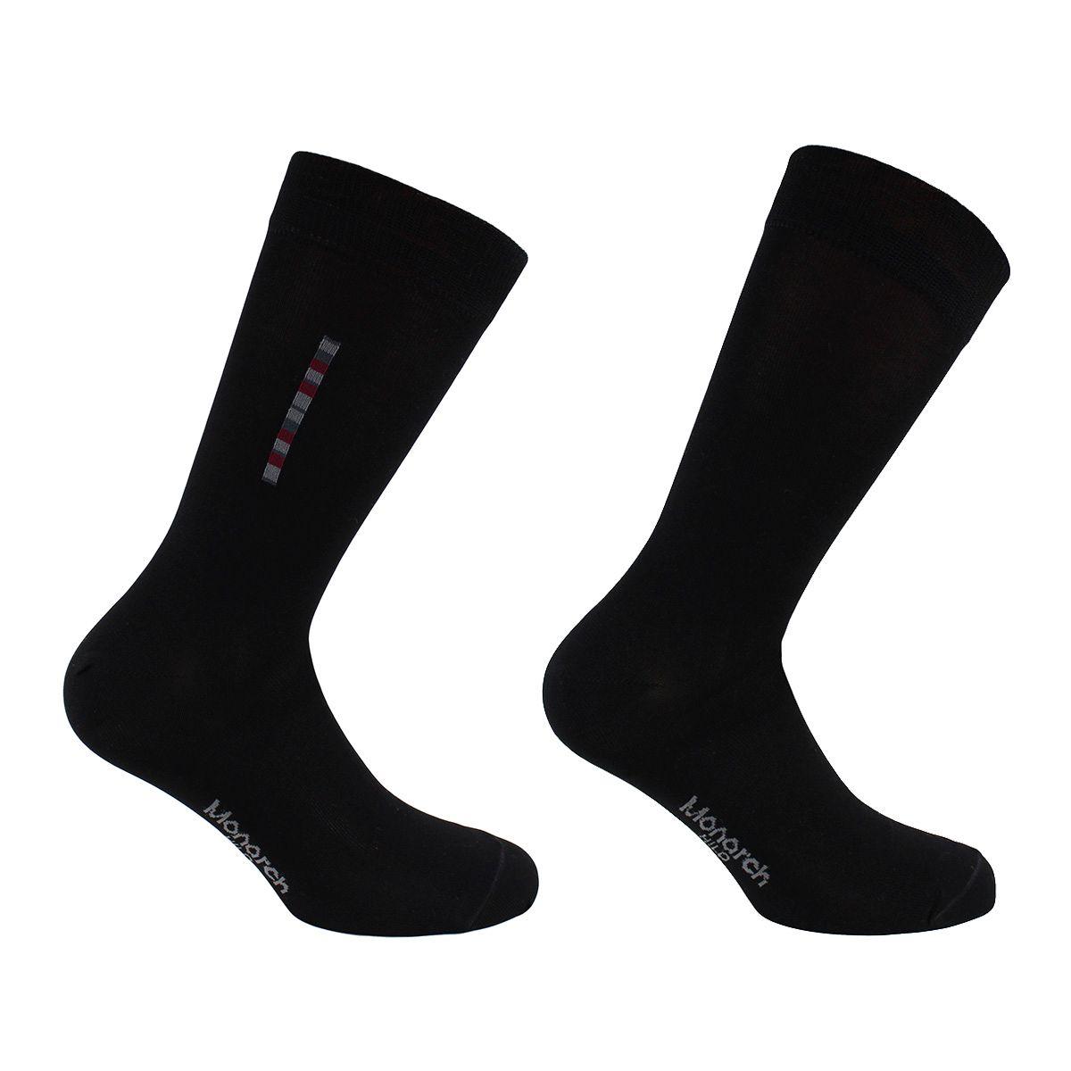 2 Pares Calcetín Hilo Barra Largo Americano Negro-0