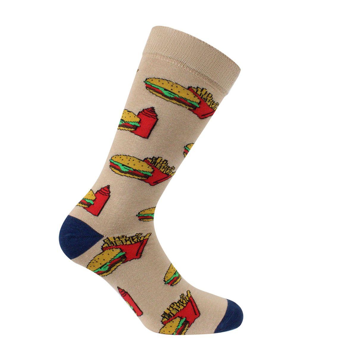 Calcetin Bamboo Diseño Hamburguesa Beige-0