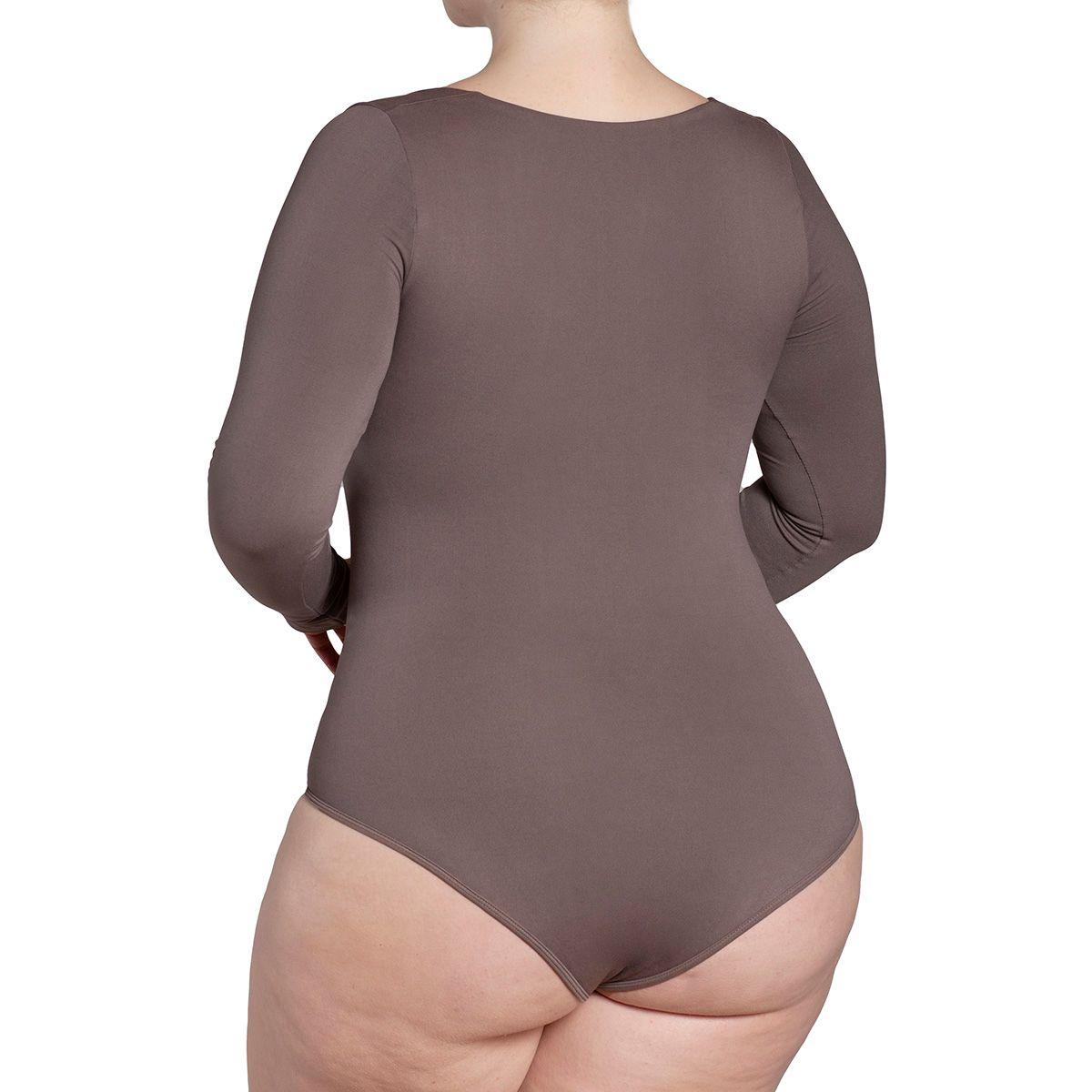 Body Manga Larga Escote Cuadrado Ceniza-2