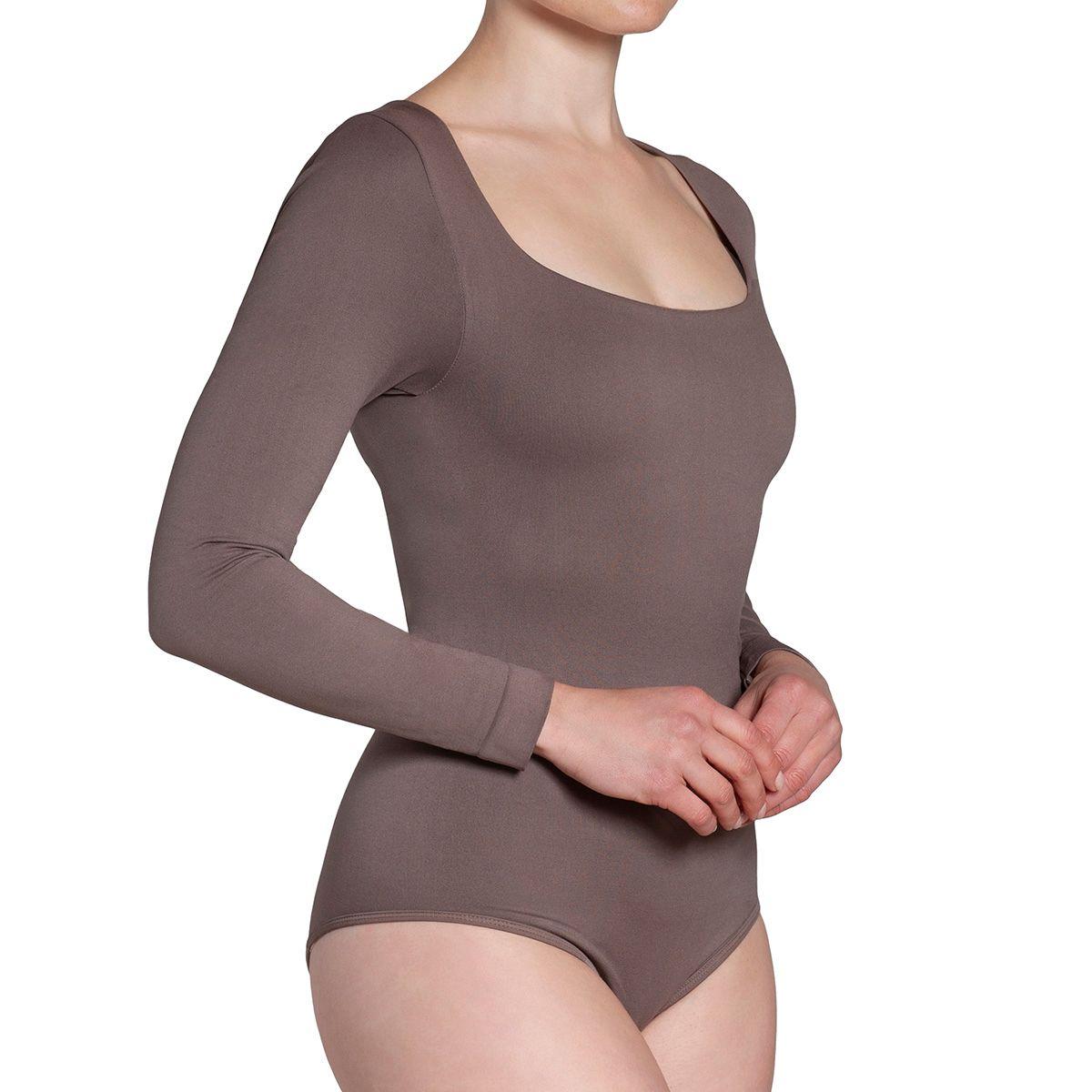 Body Manga Larga Escote Cuadrado Ceniza-4
