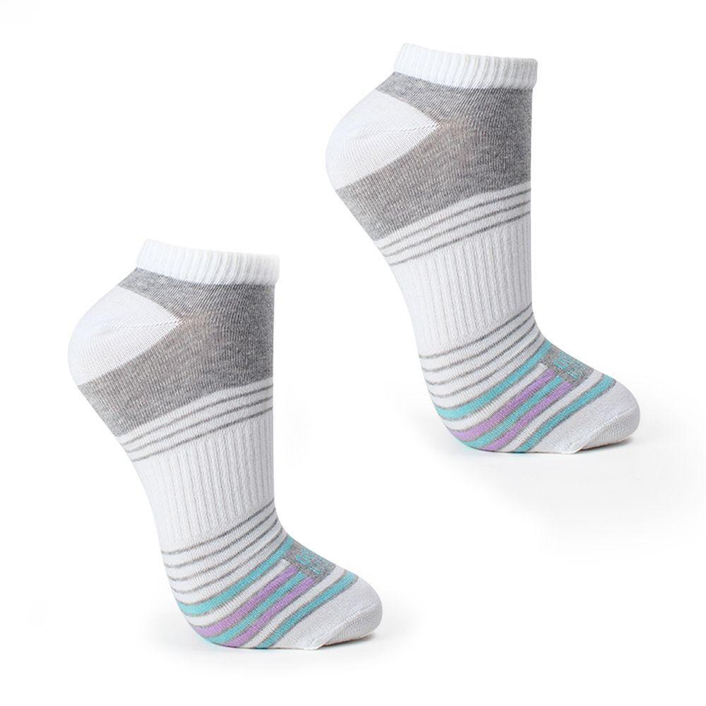 2 Pares Calcetin Bamboo + Coolmax Rayas Largo 0/4 Blanco-0