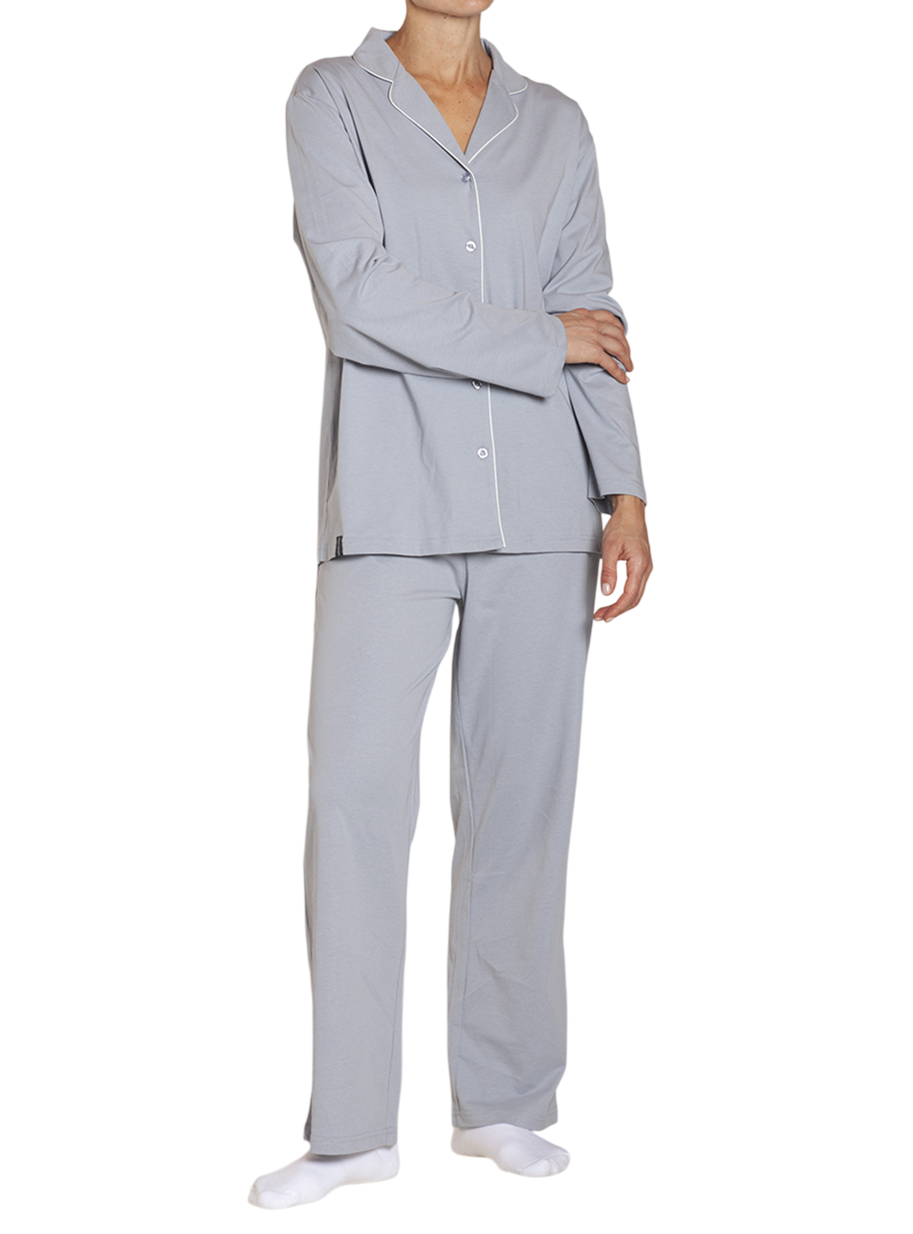 Pijama Algodón Abotonado Pantalón Liso Mujer Monarch-0