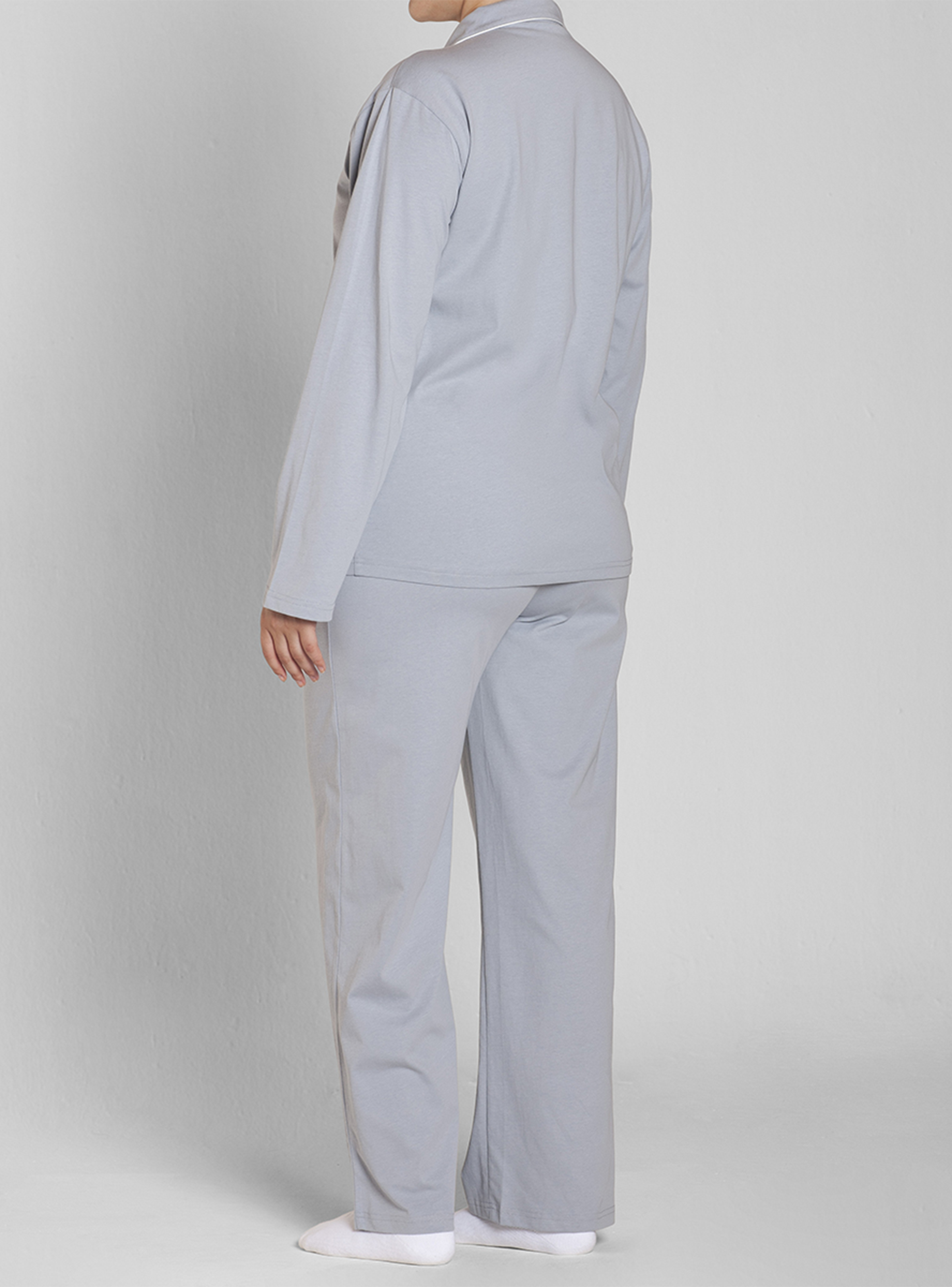 Pijama Algodón Abotonado Pantalón Liso Mujer Monarch-4