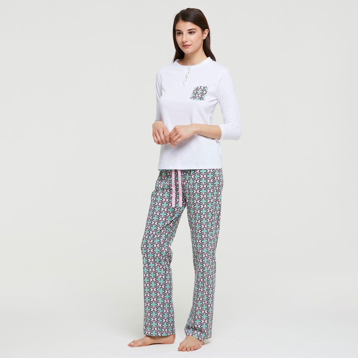 Pijama Pantalón Flavia Blanco Pompea-1