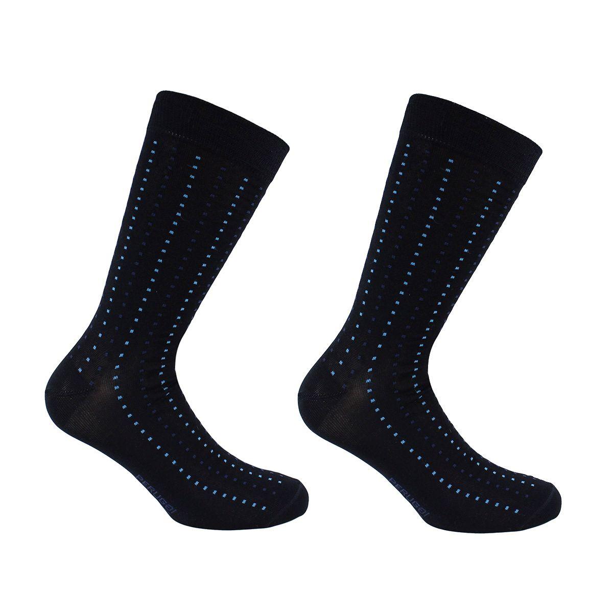 2 Pares Calcetín Hilo Puntos Largo Americano Azul-0