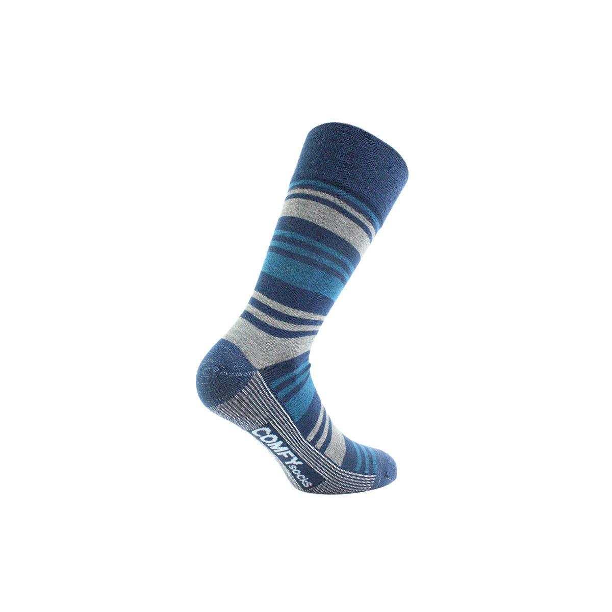 Calcetin Comfy Cobre + Bamboo Rayas Azul-1