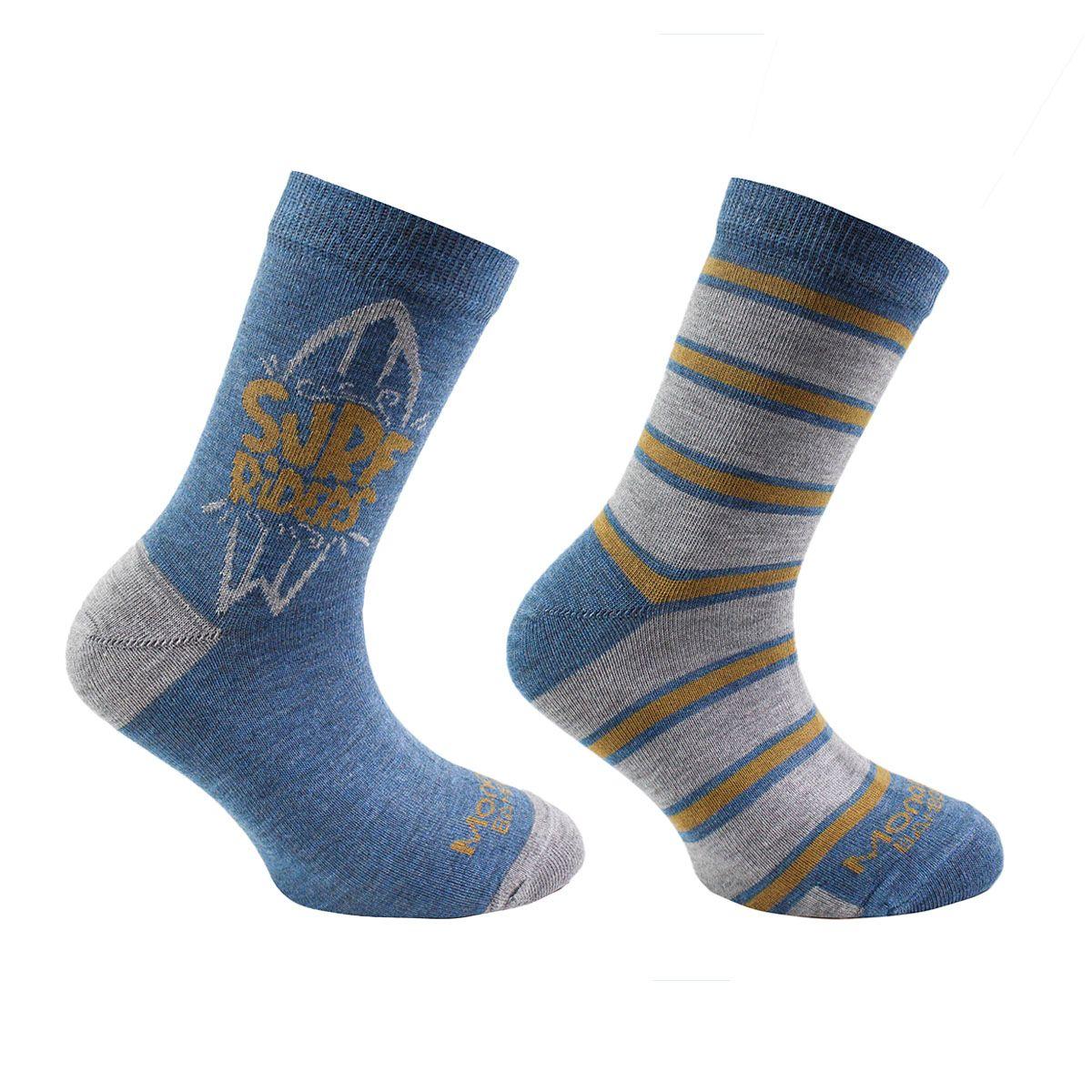 2 Pares Calcetín Bamboo Surf Largo 3/4 Petroleo Melange-0