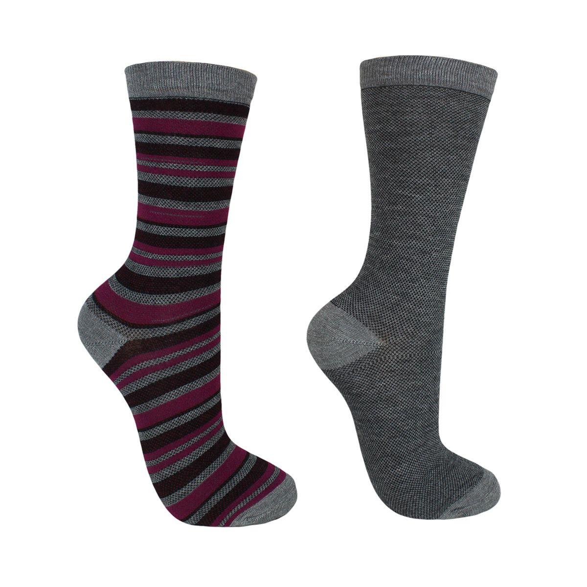 Calcetín Bi-Pack Bamboo Rayas Gris Peruggi-0