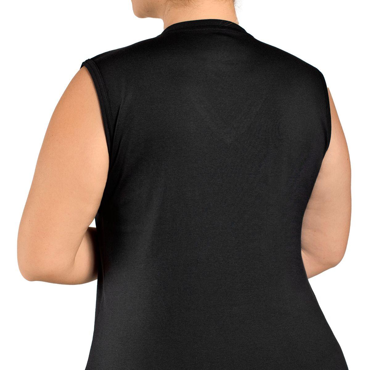 Camiseta Mujer Sin Mangas Cuello "V" Algodón Negro-2