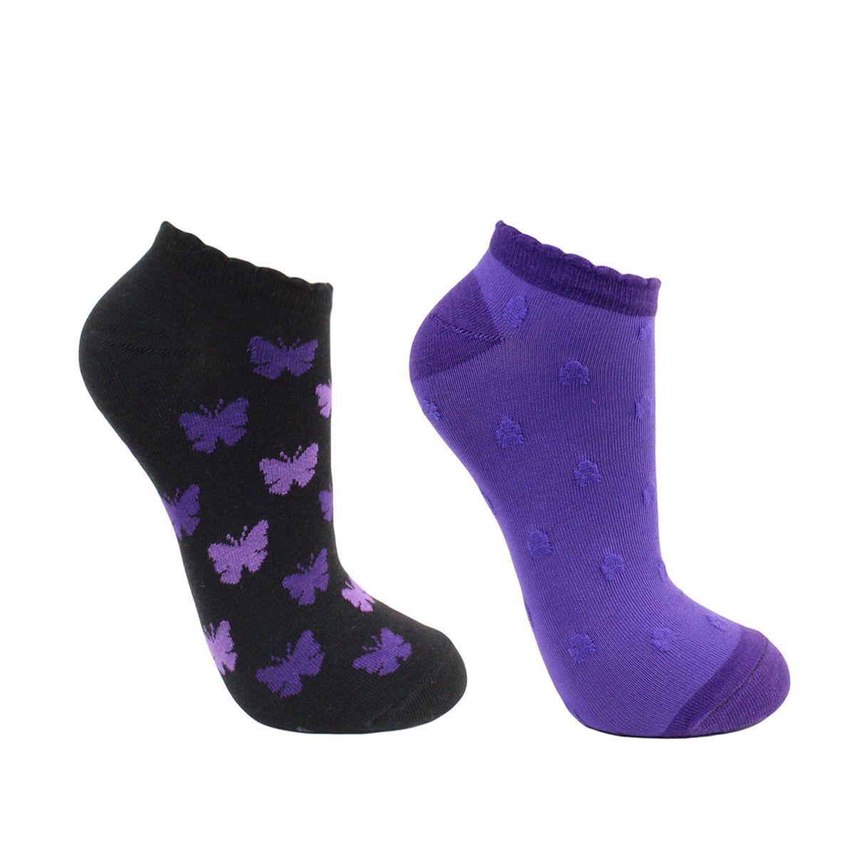 Bi-Pack Calcetin Algodón Mariposa Morado-0