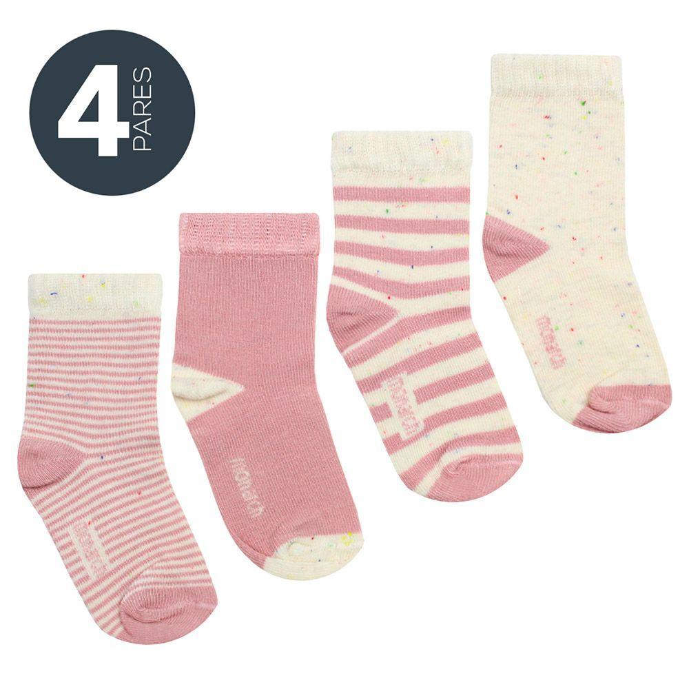 4 Pares Calcetines Algodón Motitas Malva-0