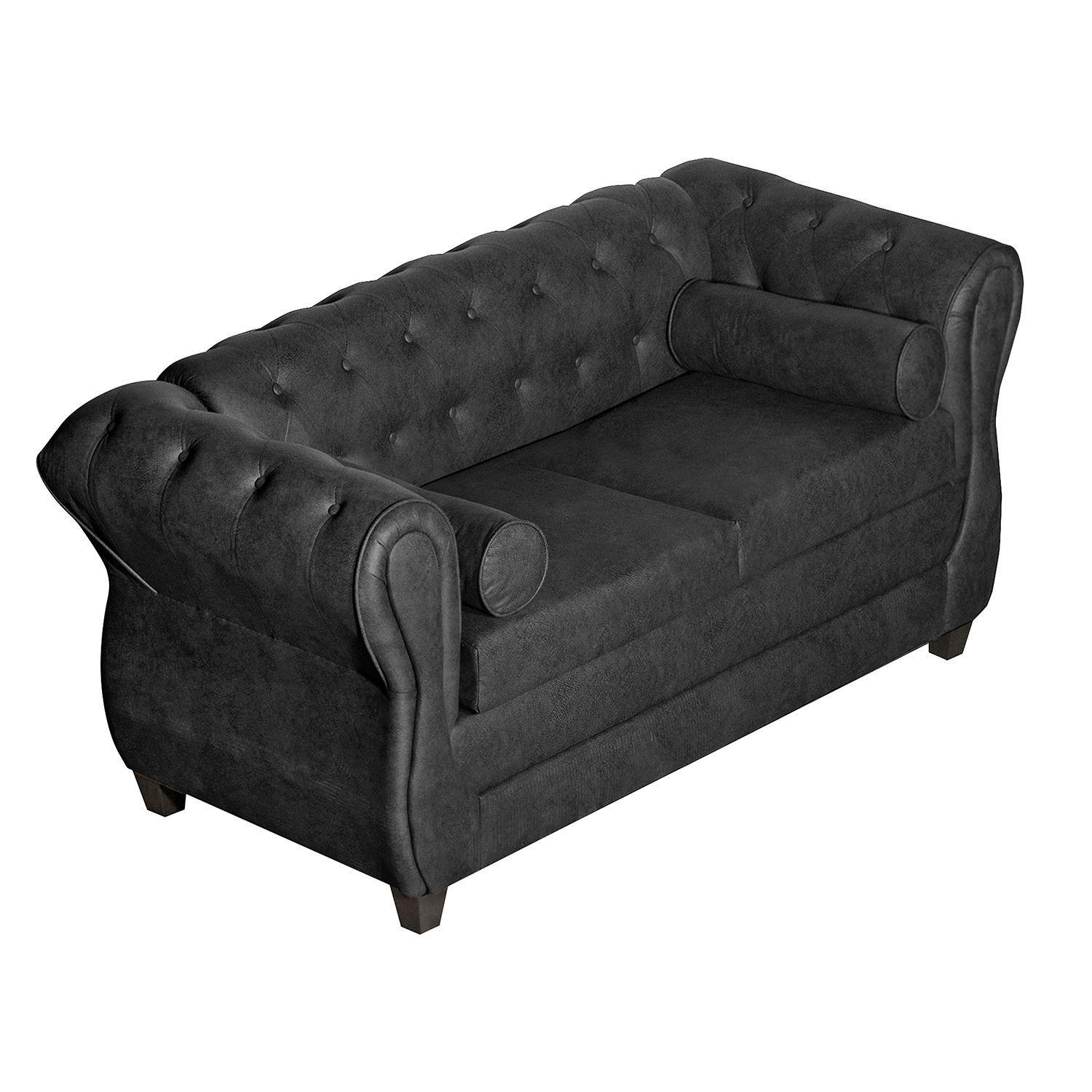 SOFÁ 2 CUERPOS CHESTERFIELD NEGRO-2