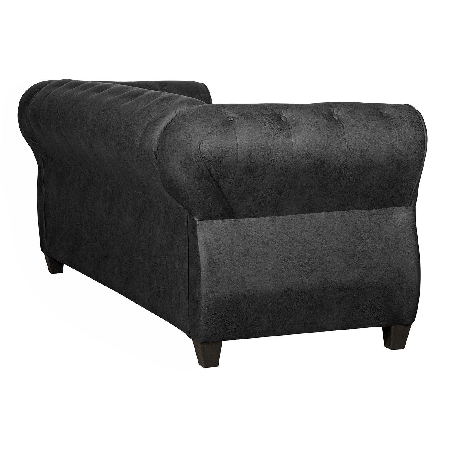SOFÁ 2 CUERPOS CHESTERFIELD NEGRO-3