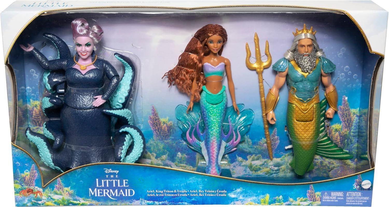 DISNEY LA SIRENITA ARIEL, EL REY TRITÓN Y ÚRSULA PACK MATTEL-6