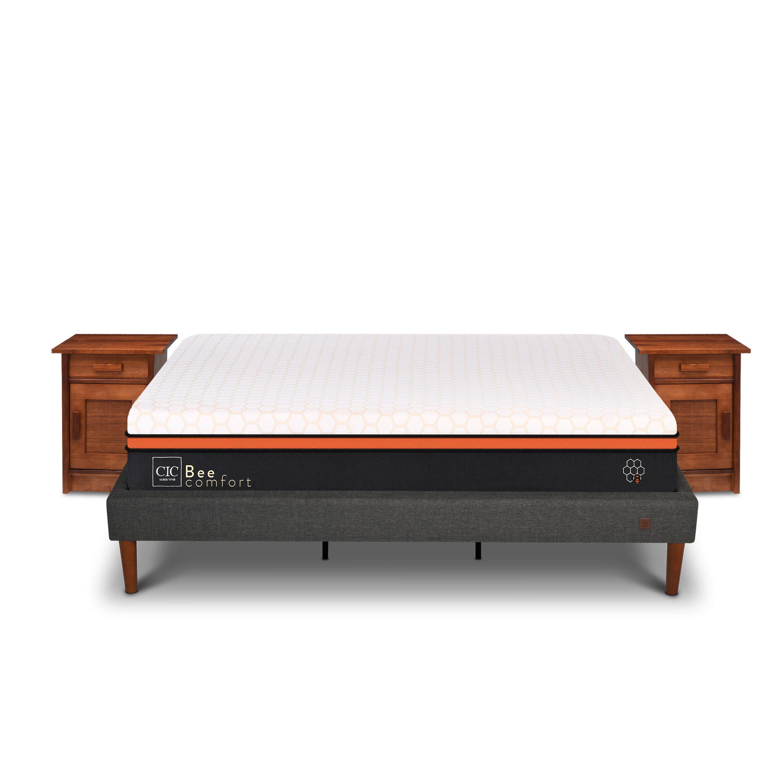 CAMA EUROPEA CURVE BEE COMFORT KING + VELADORES MILÁN-0