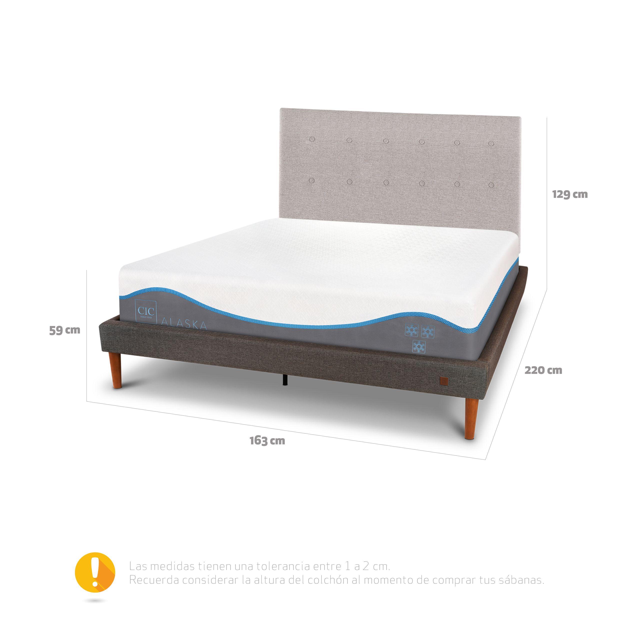 CAMA EUROPEA CURVE ALASKA 2 PLAZAS +  RESPALDO TIGRIS-2