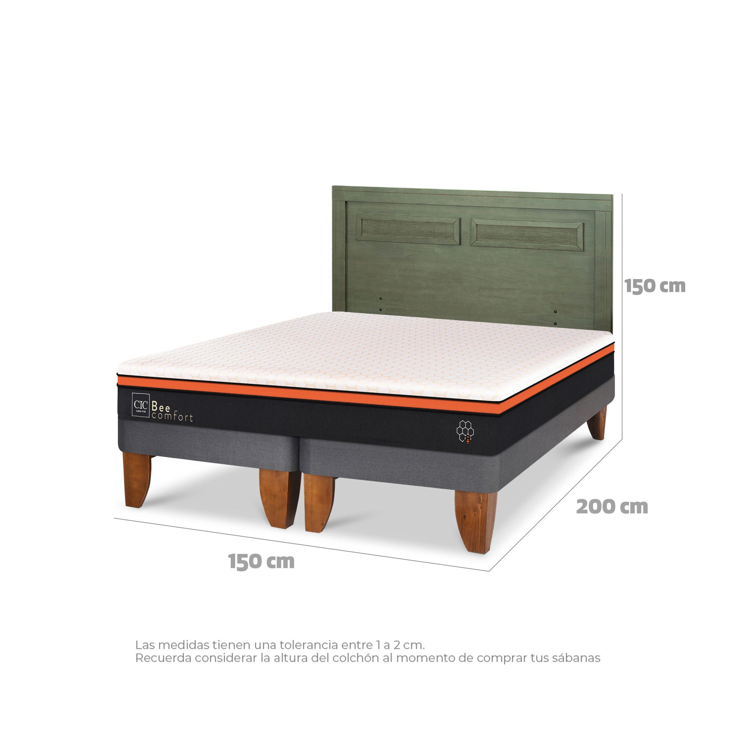 CAMA EUROPEA BEECOMFORT 2 PLAZAS + RESPALDO MILAN OLIVO-2