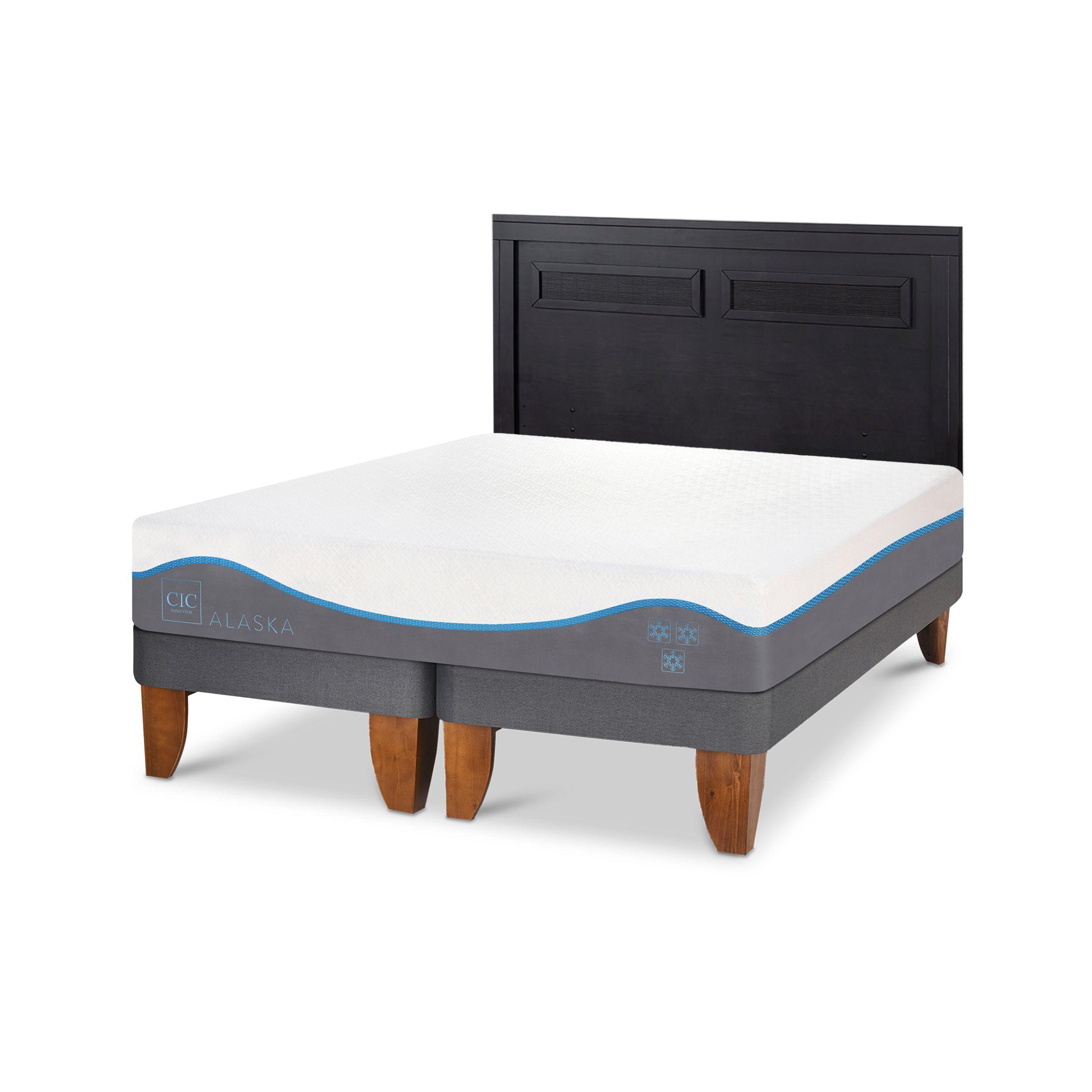 CAMA EUROPEA ALASKA 2 PLAZAS + RESPALDO MILAN NEGRO-1
