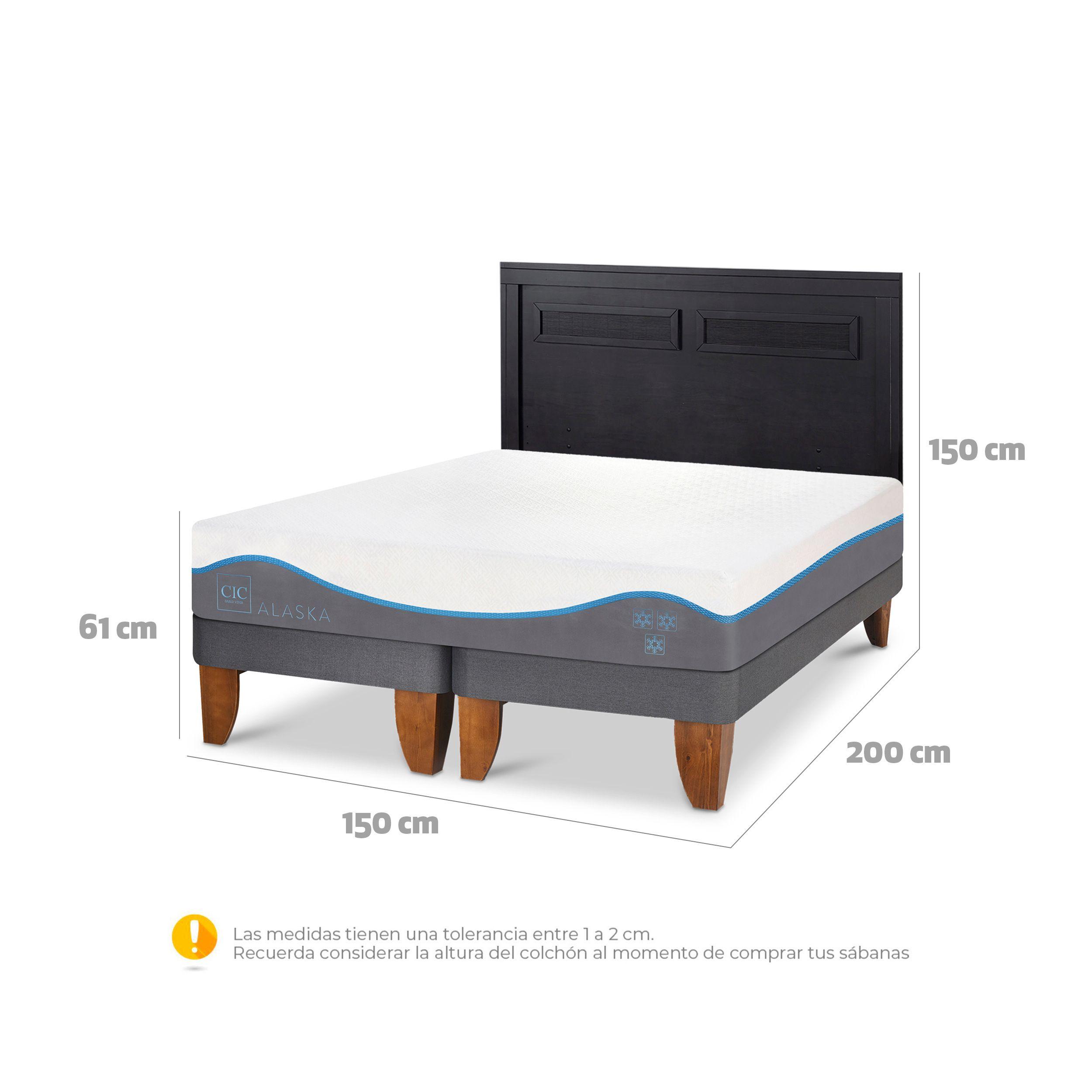 CAMA EUROPEA ALASKA 2 PLAZAS + RESPALDO MILAN NEGRO-2