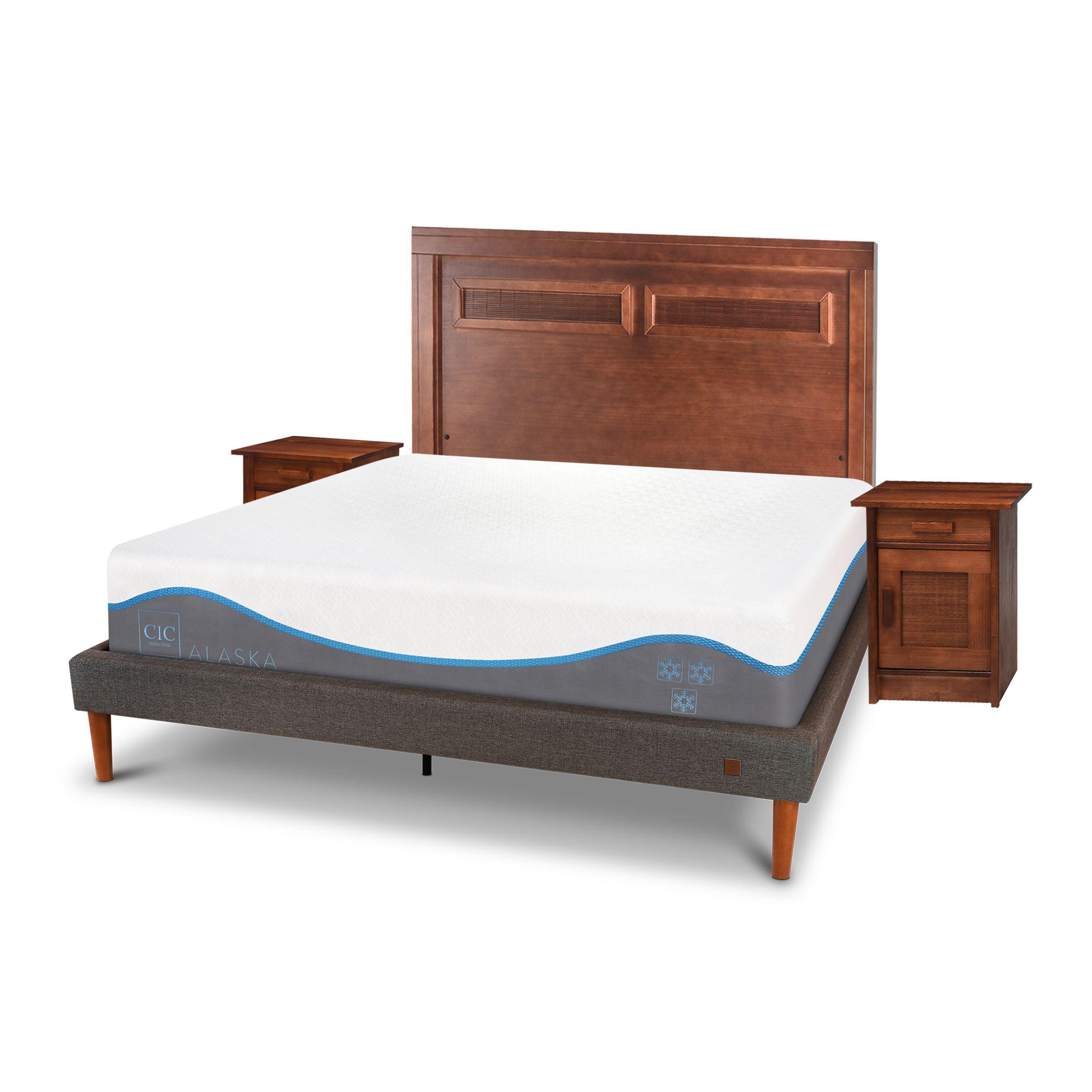 CAMA EUROPEA CURVE ALASKA 2 PLAZAS + SET MILAN CARAMEL-1