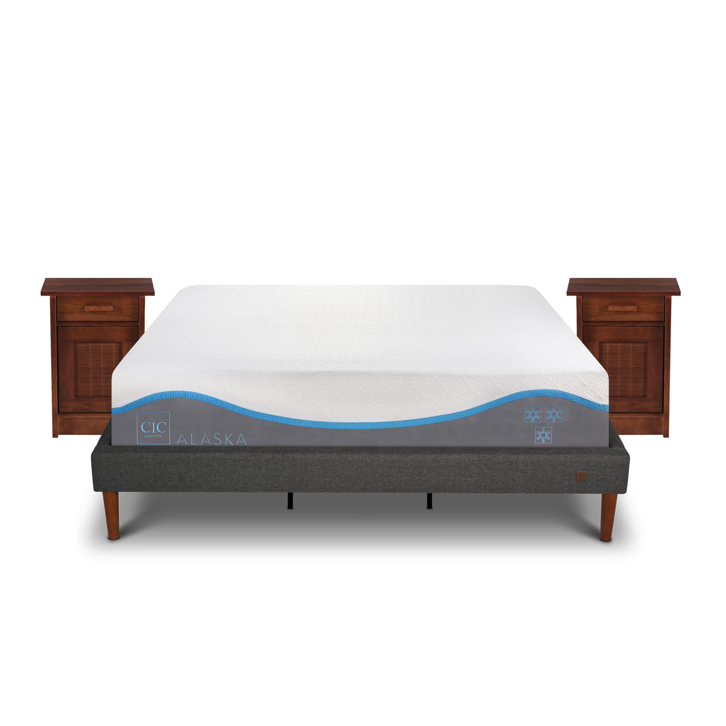 CAMA EUROPEA CURVE ALASKA KING + VELADORES MILÁN CARAMEL-0