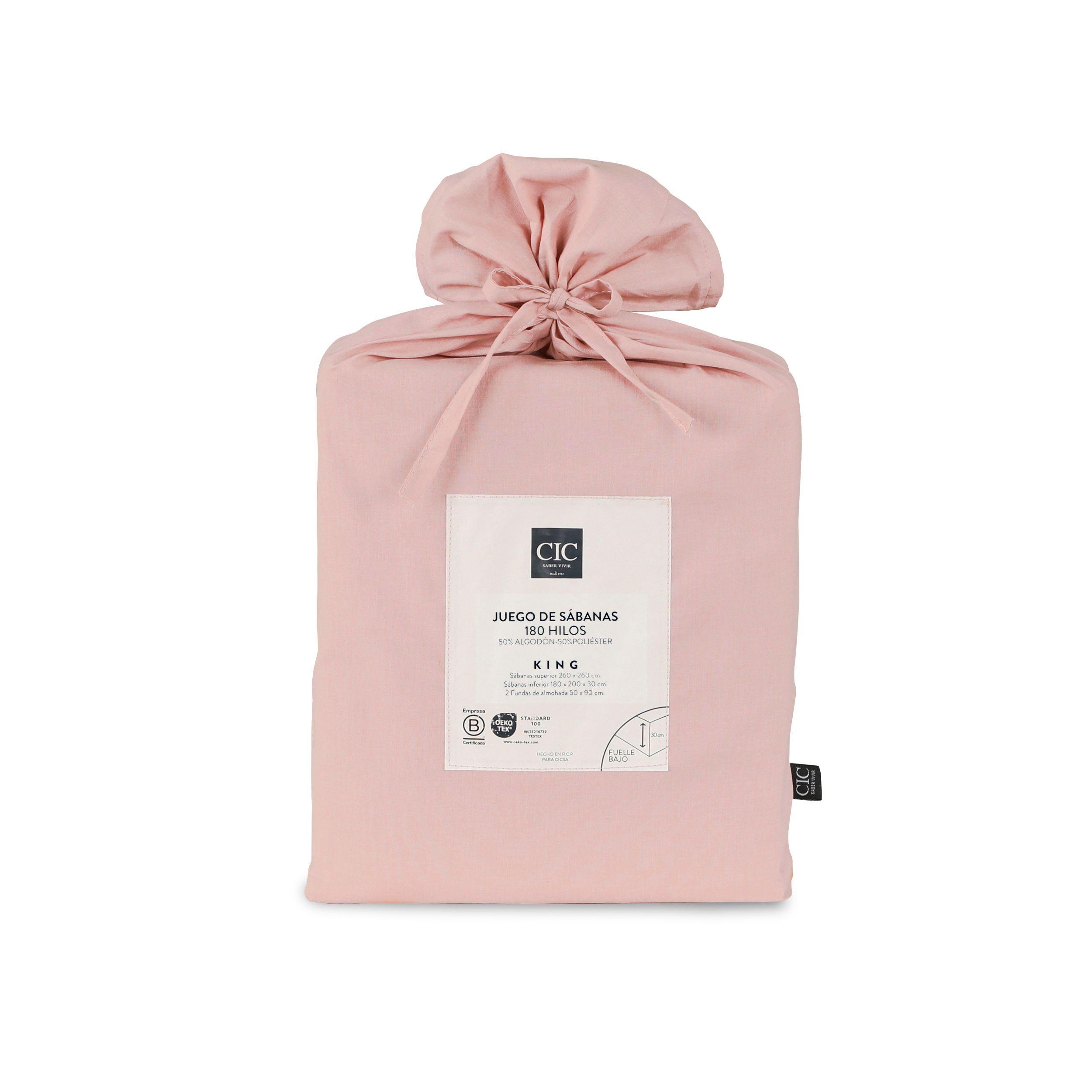 SET SABANAS LISAS 180H ROSA KING-7