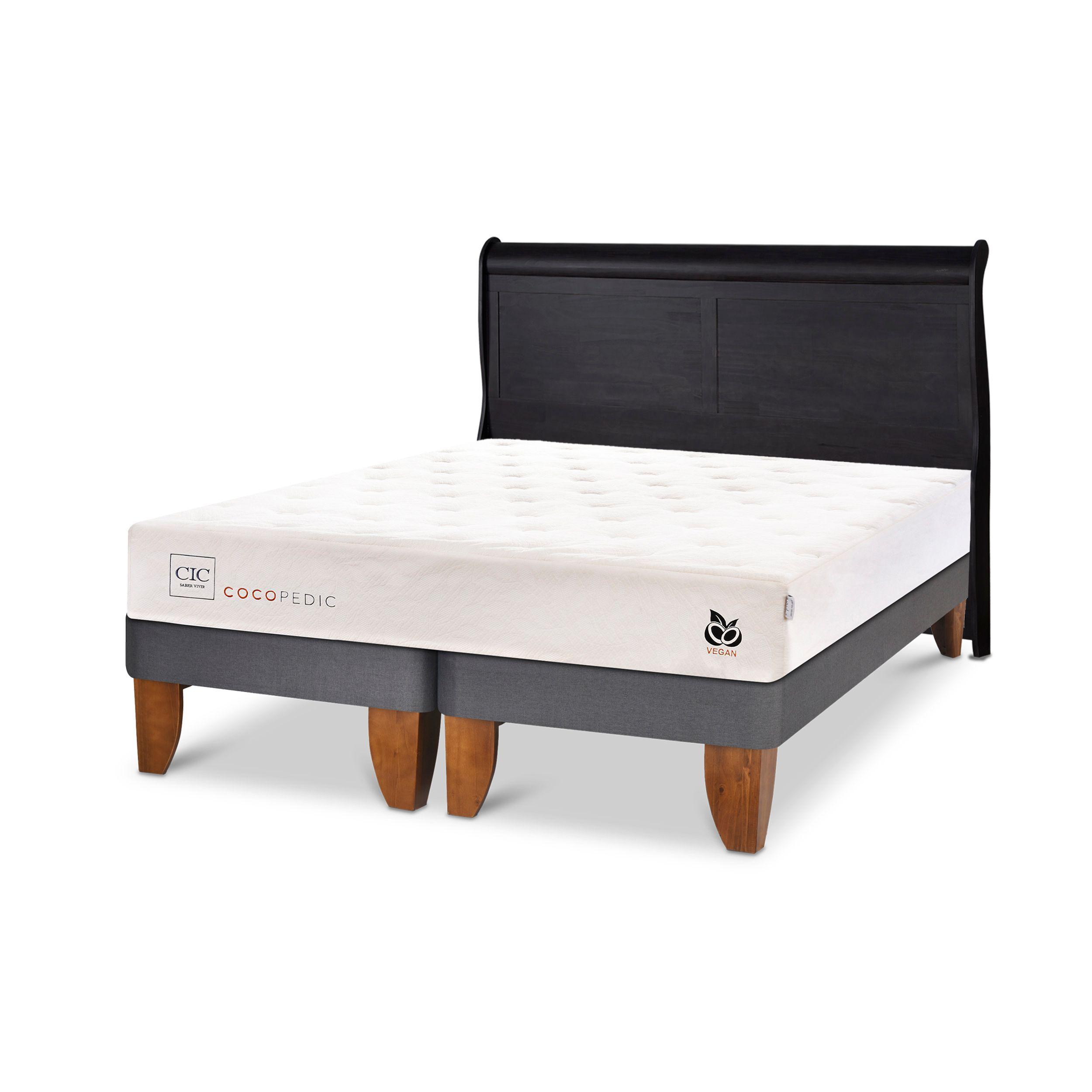 CAMA EUROPEA COCOPEDIC 2 PLAZAS + RESPALDO MIRO NEGRO-1