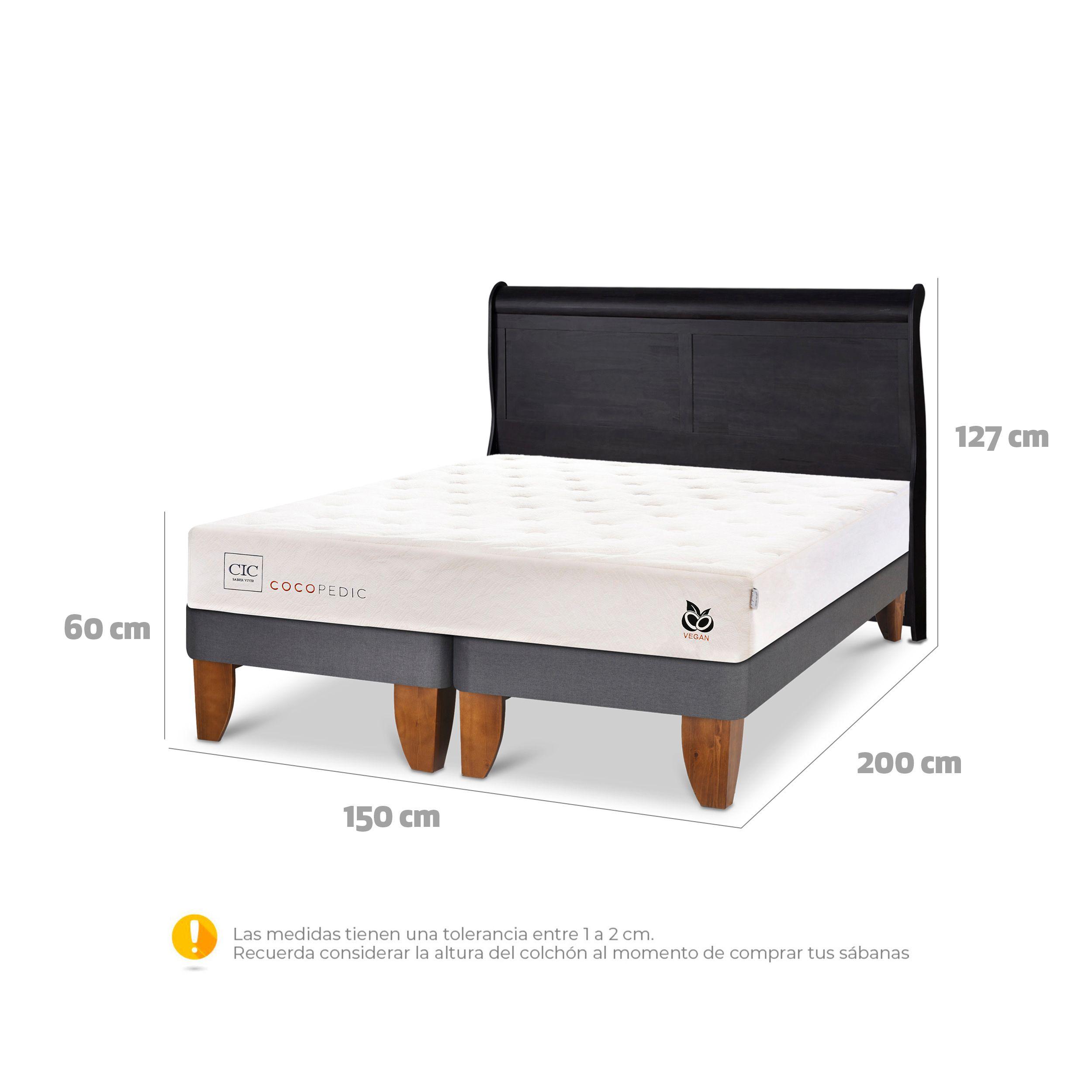 CAMA EUROPEA COCOPEDIC 2 PLAZAS + RESPALDO MIRO NEGRO-2