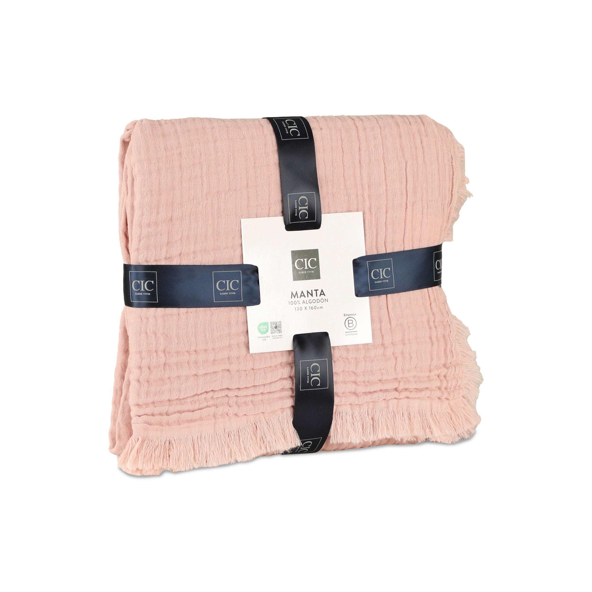 MANTA ALGODÓN TEXTURA ROSA-0