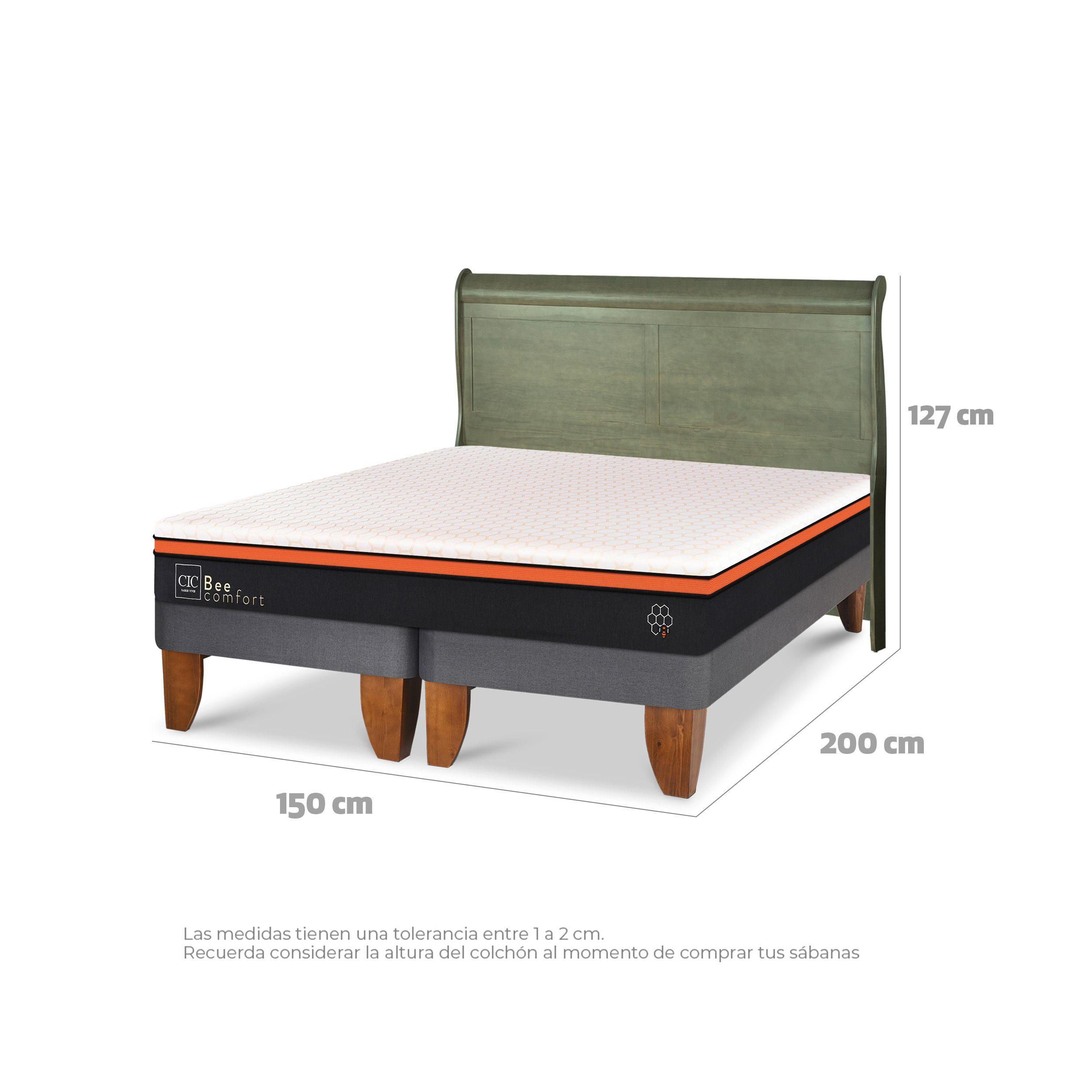 CAMA EUROPEA BEECOMFORT 2 PLAZAS + RESPALDO MIRO OLIVO-2