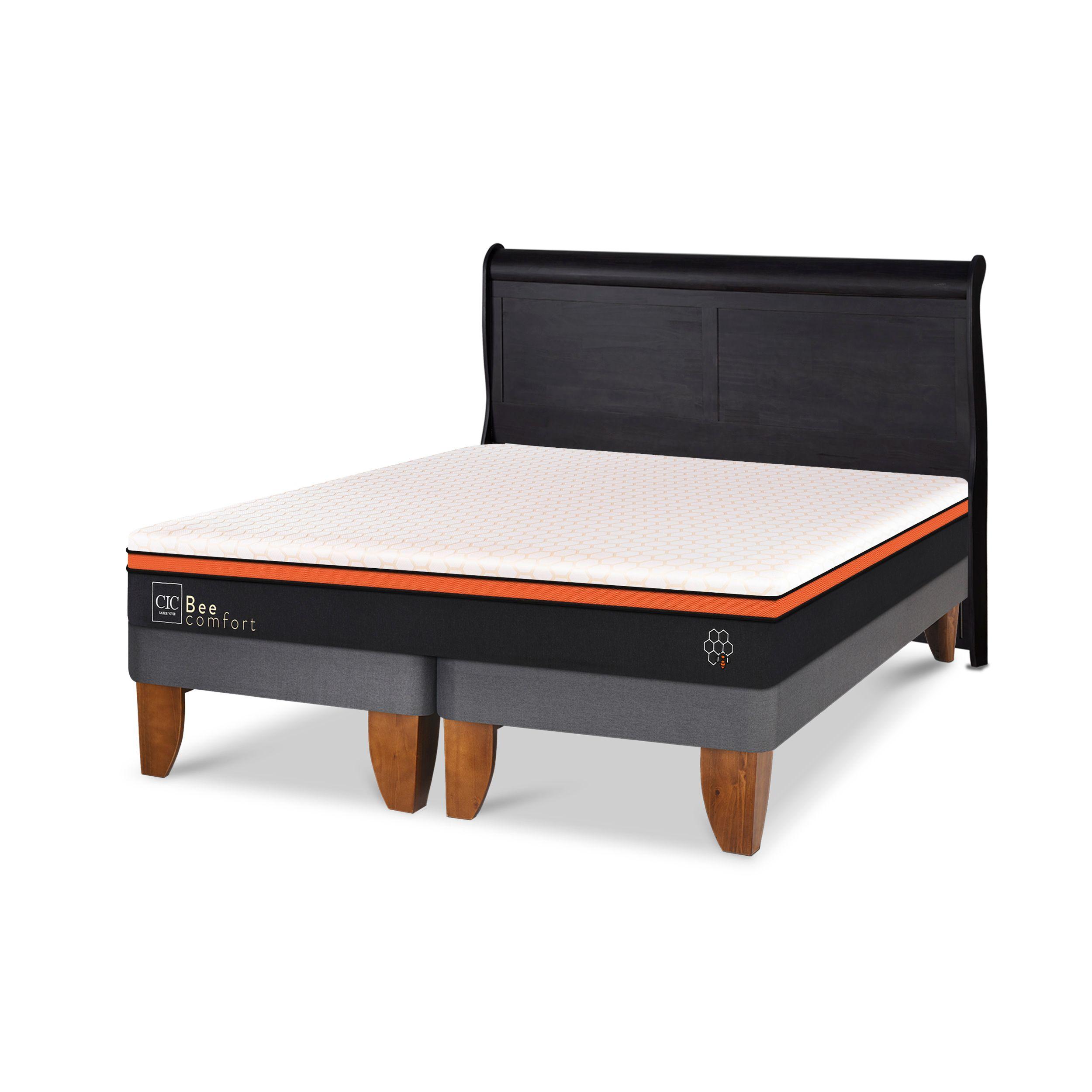 CAMA EUROPEA BEECOMFORT 2 PLAZAS + RESPALDO MIRO NEGRO-1