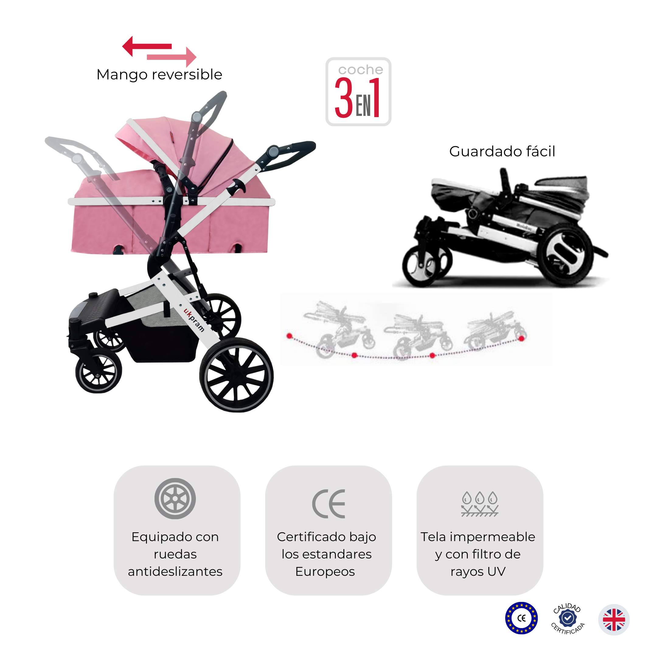 COCHE 3 EN 1 | TRAVEL SYSTEM |UKPRAM-4