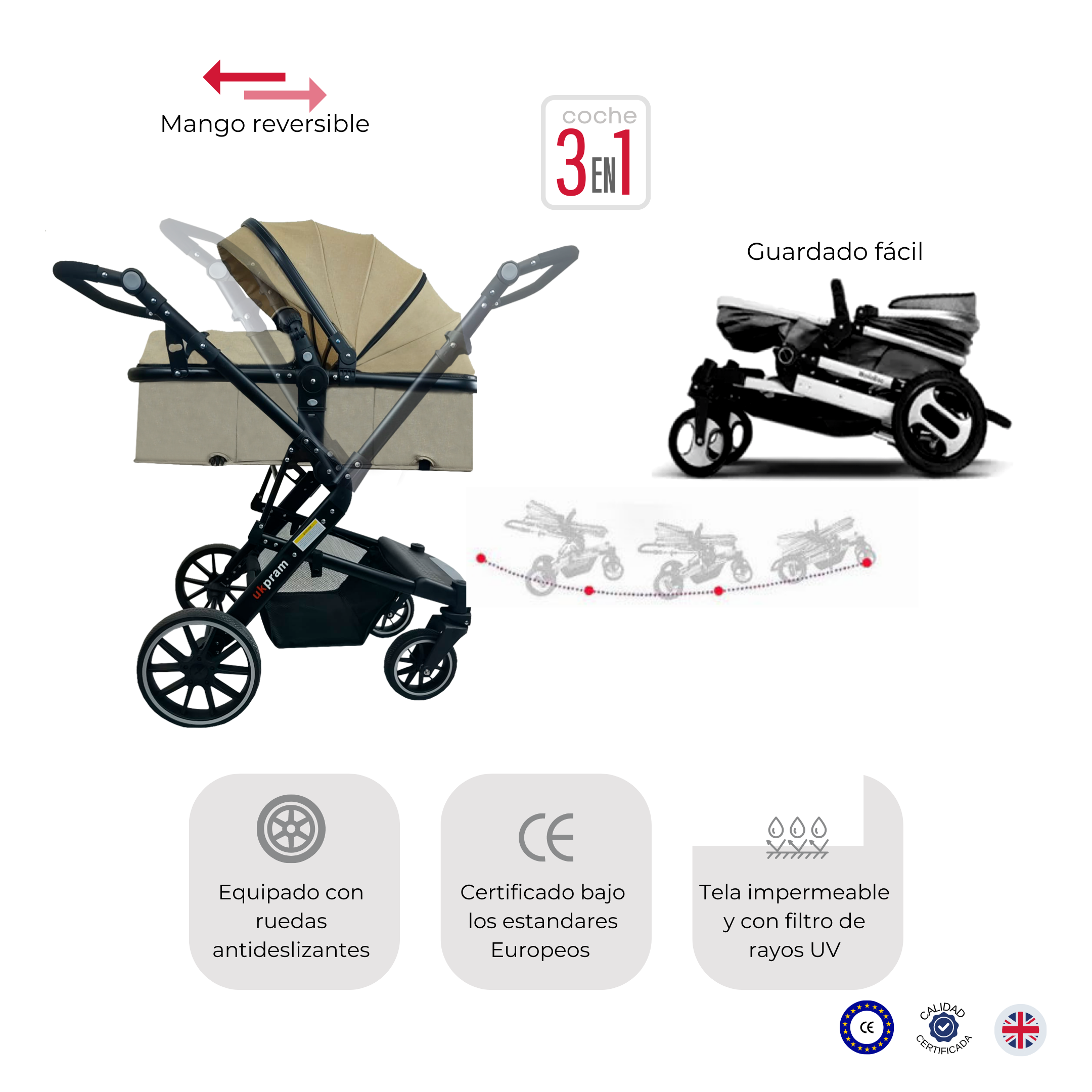 COCHE 3 EN 1 | TRAVEL SYSTEM |UKPRAM-4
