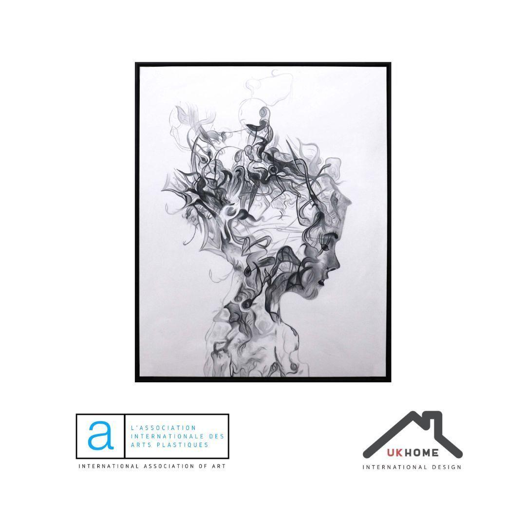 CUADRO EN OLEO SOBRE TELA ROSTRO MUJER QUE SE DESBANECE BLANCO 120 x 150-3