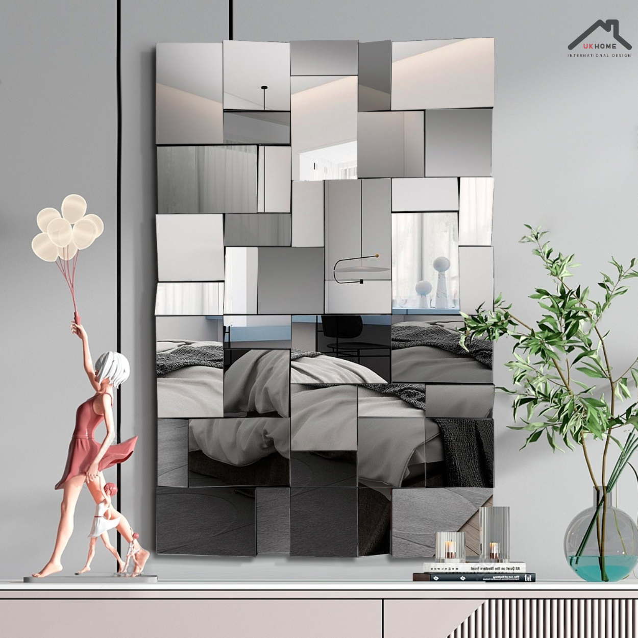 ESPEJO DECORATIVO | CUADRADOS PLATEADOS | UKHOME-5