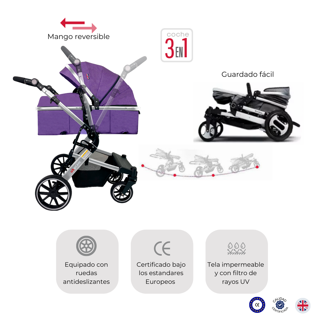 COCHE 3 EN 1 | TRAVEL SYSTEM |UKPRAM-2