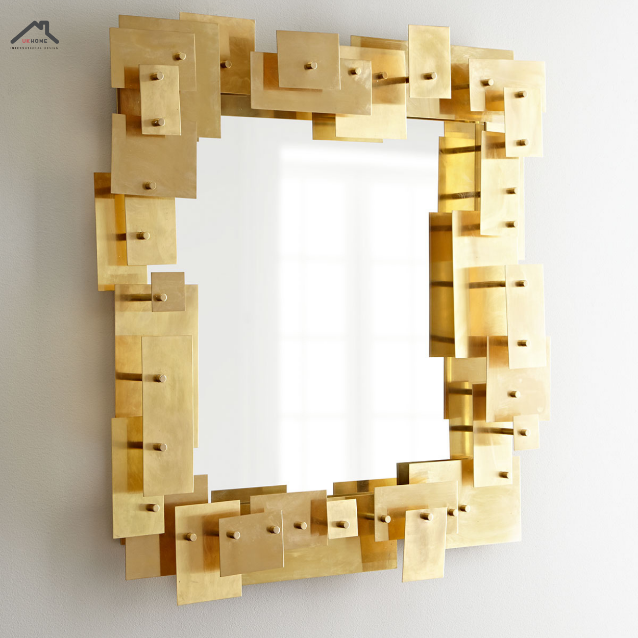 ESPEJO BORDE CUADRADITOS 3D DORADOS | UKHOME-3