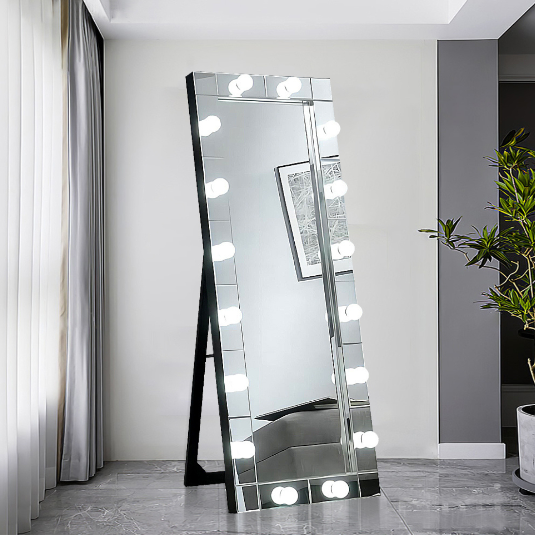 ESPEJO DECORATIVO MARCO FOCOS LED RECTO | UKHOME-3