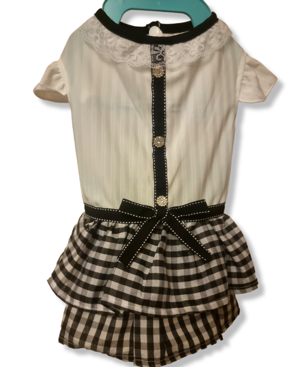 Vestido Escoces Blanco Negro Verano Talla L-4