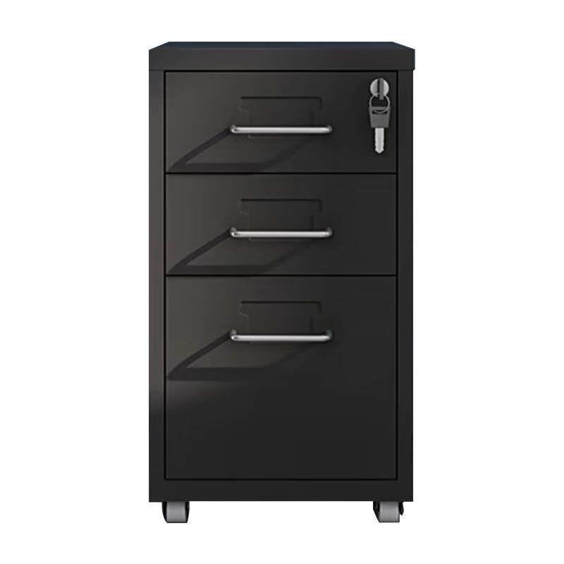 Minicajonera Móvil Metálica 3 Cajones y Llaves. Color Negro-0