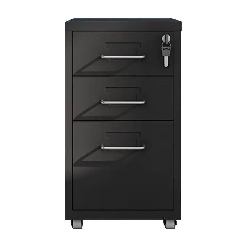 Minicajonera Móvil Metálica 3 Cajones y Llaves. Color Negro-1