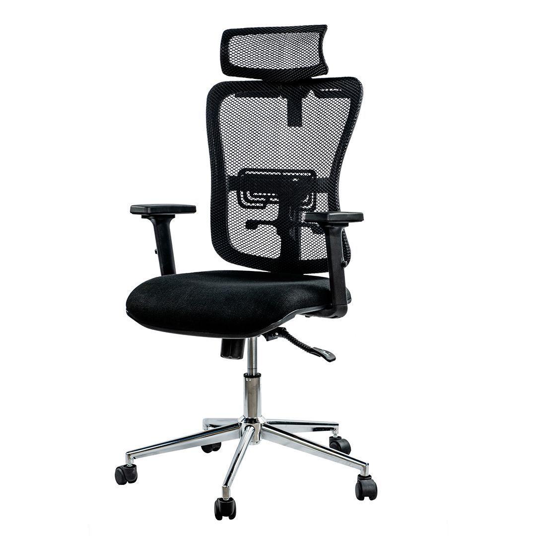 Silla Móvil Ergonómica Ajustes Altura, Brazos, Respaldo, Cabecero y Apoyo Lumbar-2