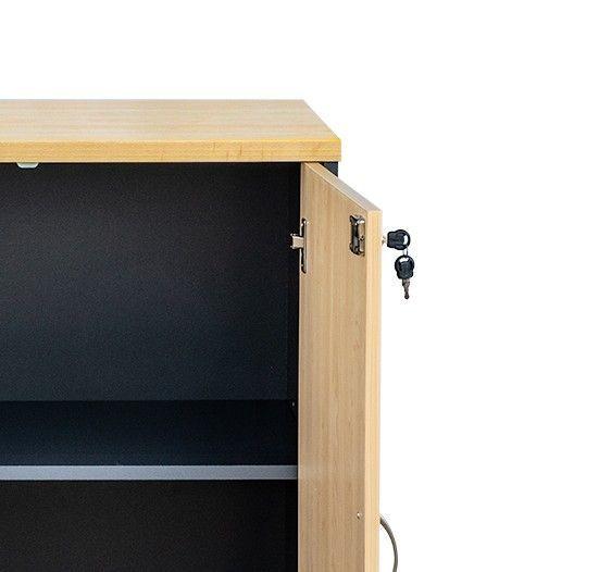 Dos Estantes Modulares Laminado Compacto con Puertas y Llaves. Color Maple y Grafito-1