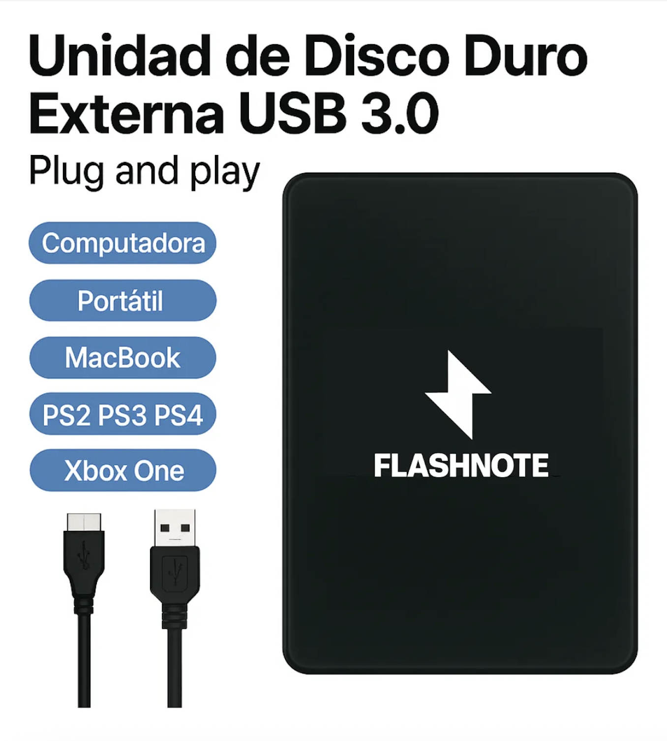 Disco Duro Externo Flashnote 1tb Usb 3 0 Hdd Compatible Con Pc Notebook Mac Ps4 Ps3 Xbox Consolas-4